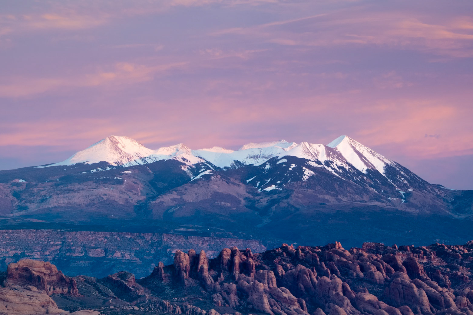 La Sal Mountains from Gemini Bridges, Moab