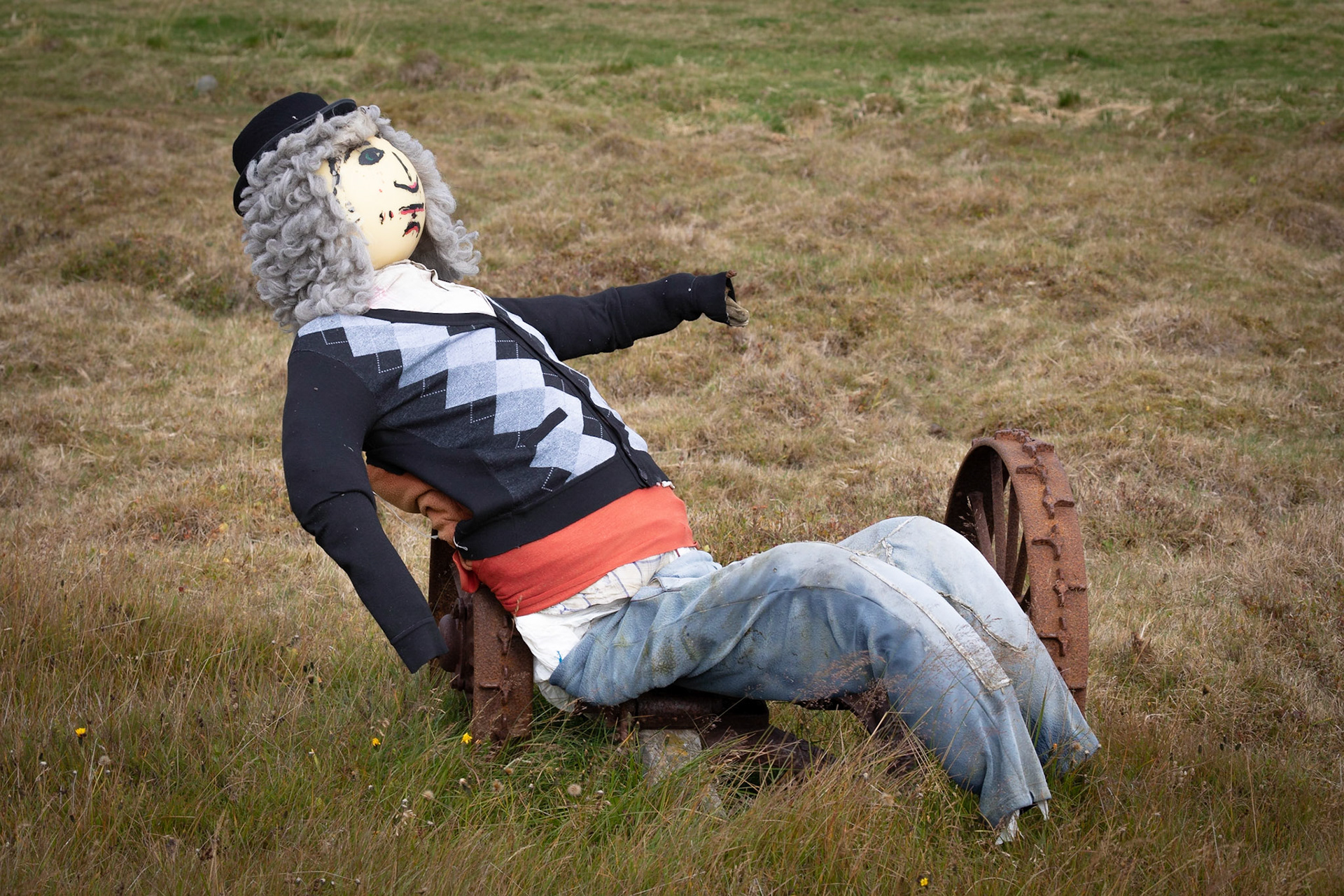 Scarecrow in a field; the Folk Museum at Kopasker