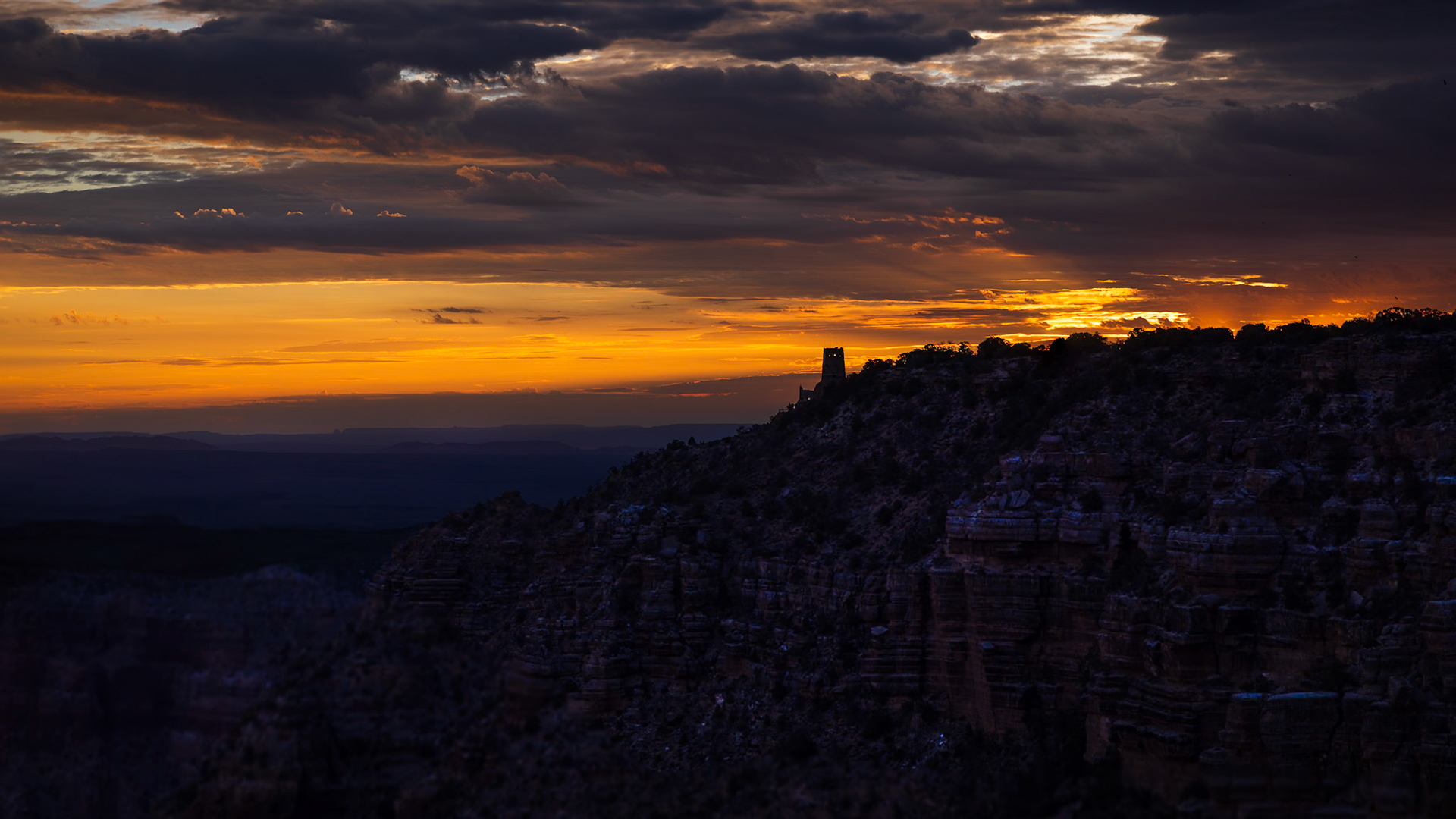 South Rim Grand Canyon, Desert View Watch Tower from Navajo Point