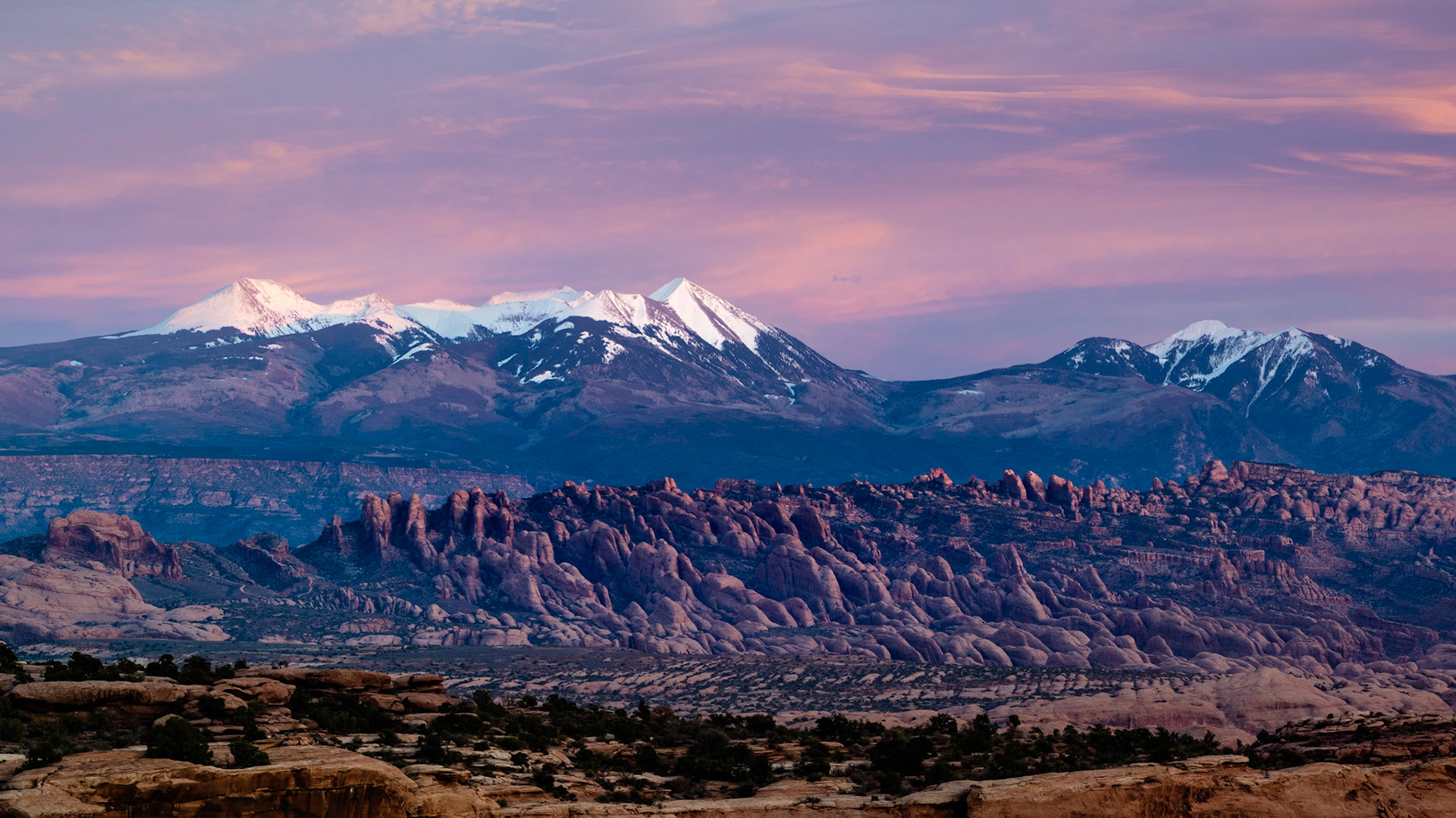 La Sal Mountains from Gemini Bridges, Moab