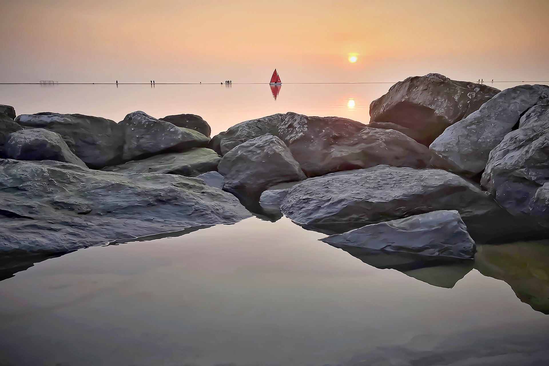 'The Little Red Sail' West Kirby Marine Lake