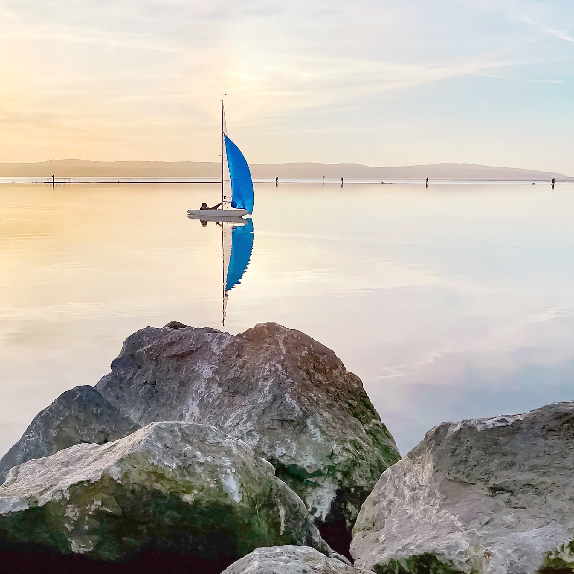 'A Blue Sail Sunset' West Kirby Marine Lake
