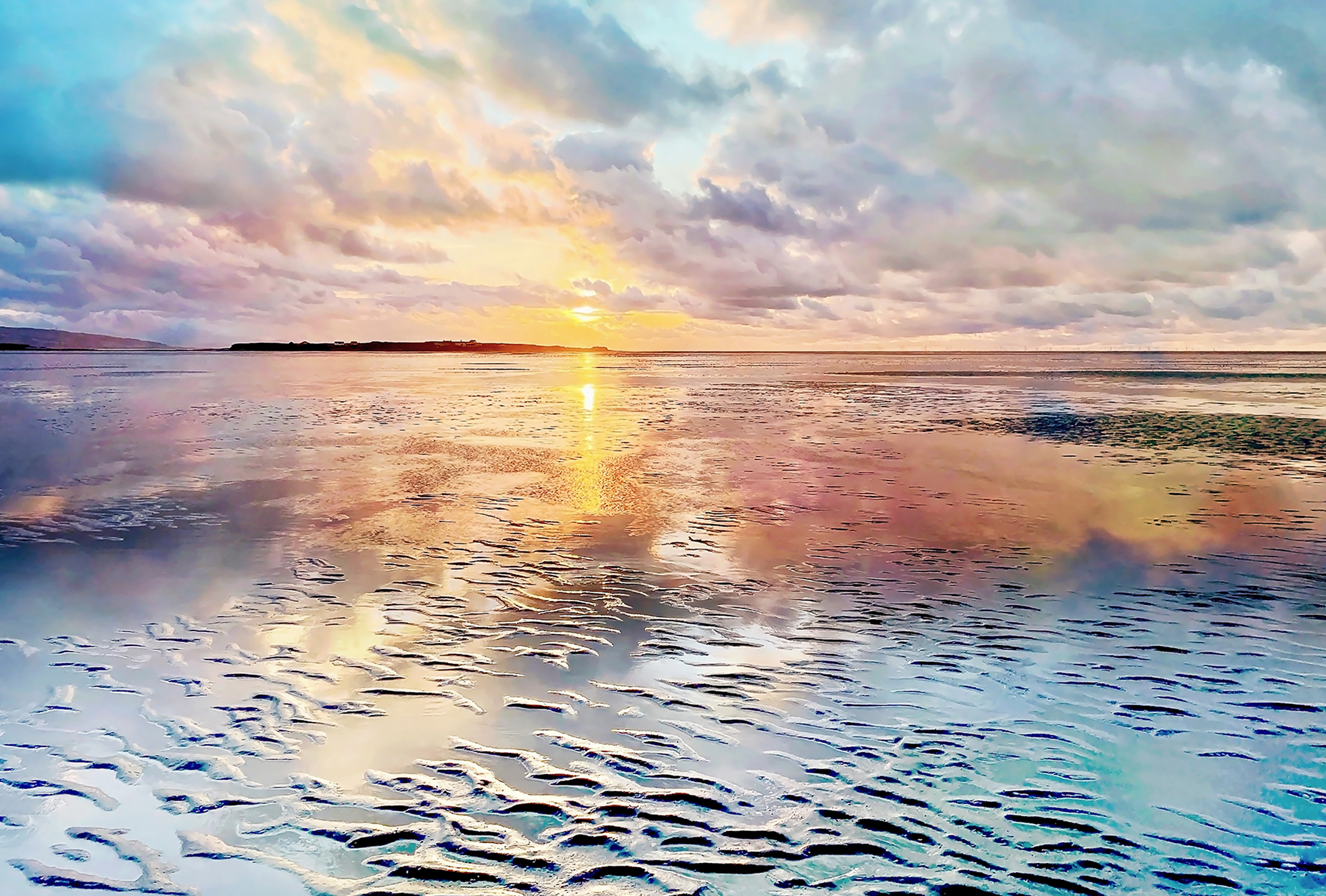 'Hilbre Reflections' Hilbre Island from Red Rocks Beach, Hoylake
