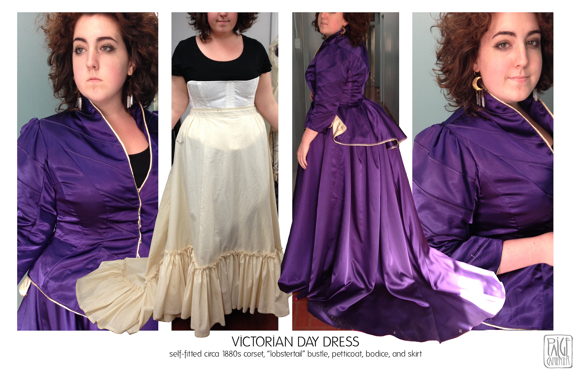 Handmade Late Victorian corset, bustle, petticoat, bodice and skirt set