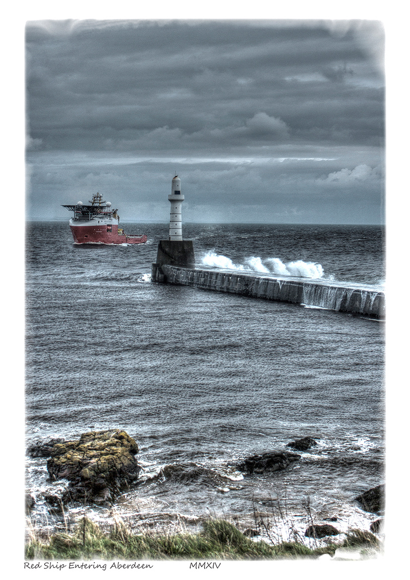 Red Ship Entering Aberdeen