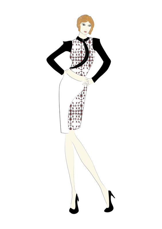 Long Sleeves Cropped Top with Asymmetric Knee Length Skirt