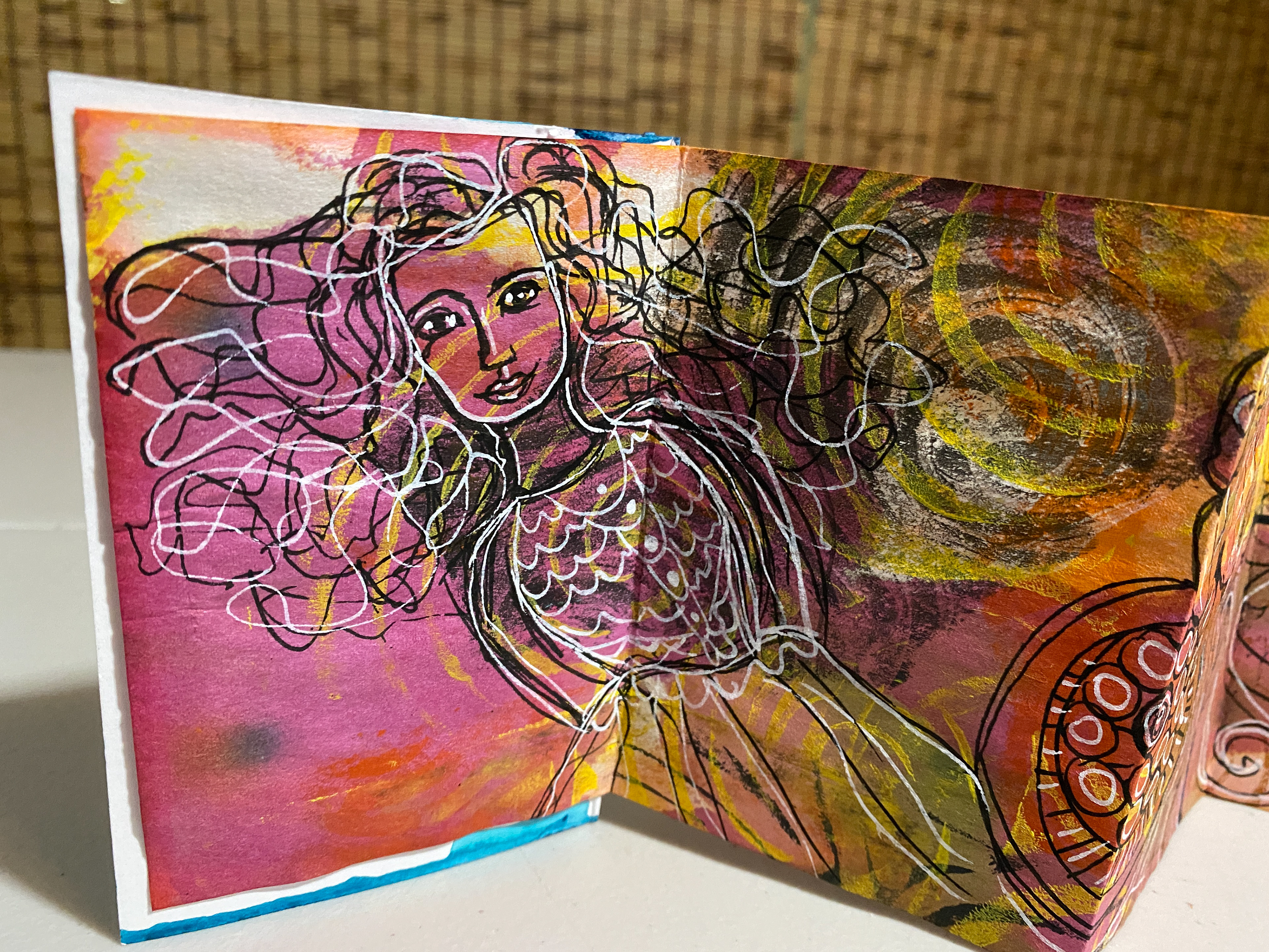 Tropical Girl Concertina Artist Book 