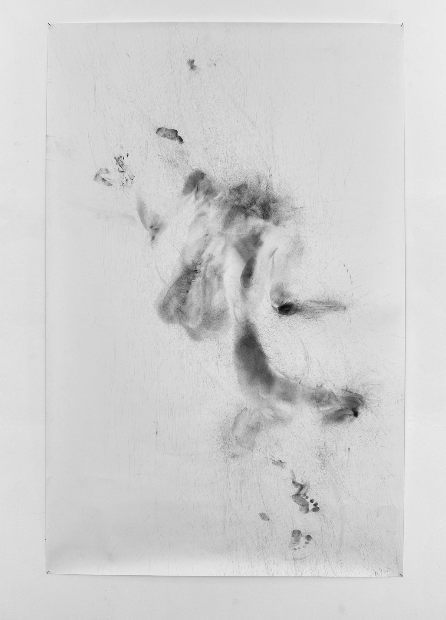 He is like a bird fluttering and looking upward and careless of the world below, 230 x 150 cm, 2016 (in private collection)