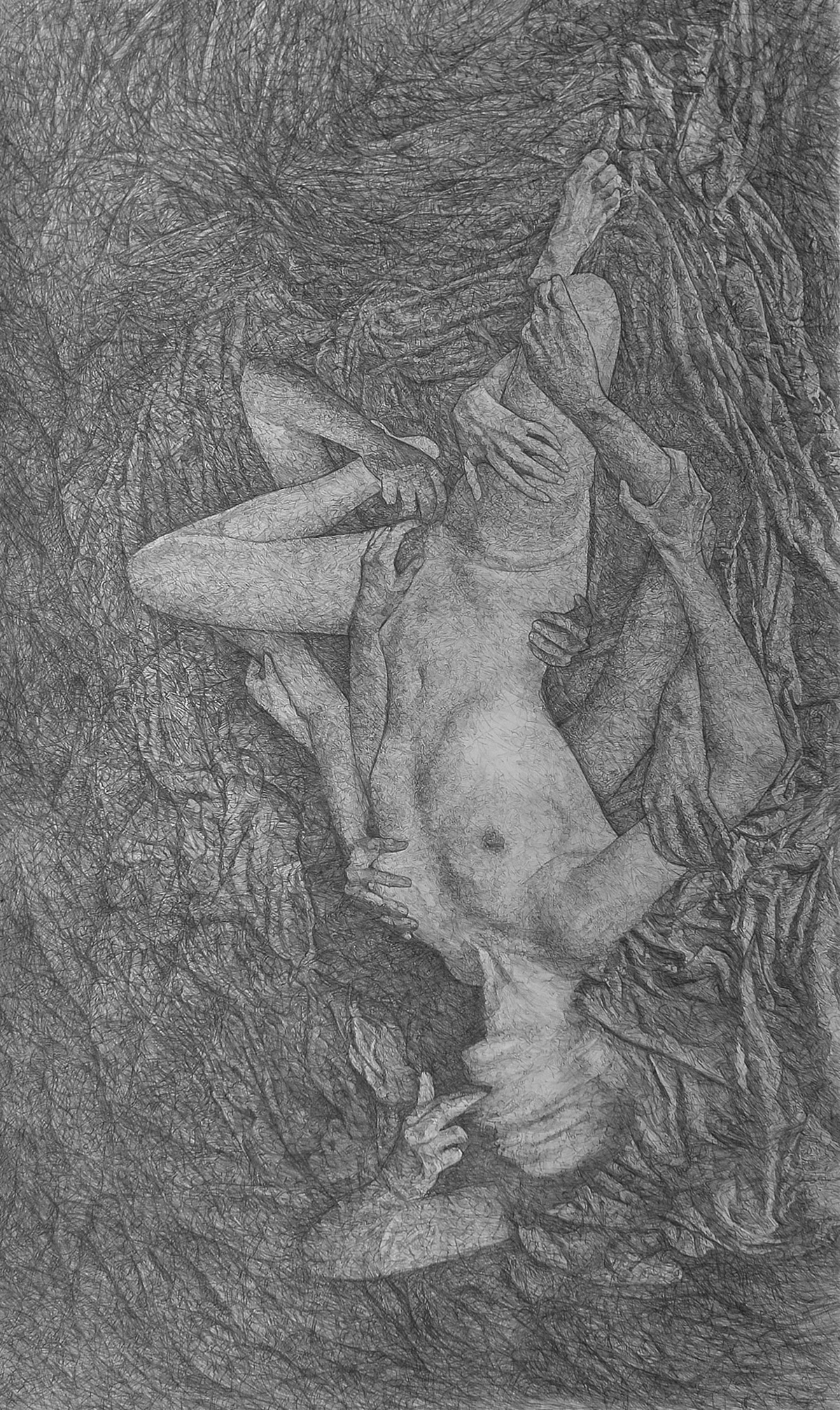 Droom (Dream), graphite on paper, 474 x 240 cm, 2016