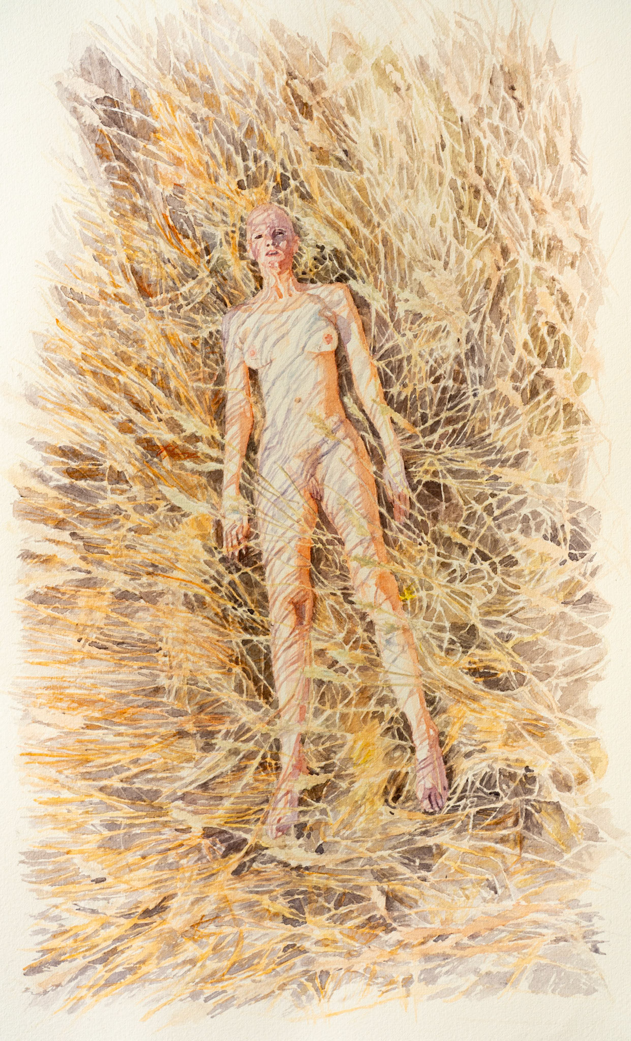 03.20, watercolor on paper, 53 x 31 cm (based on drone performance registration March 20 2025)