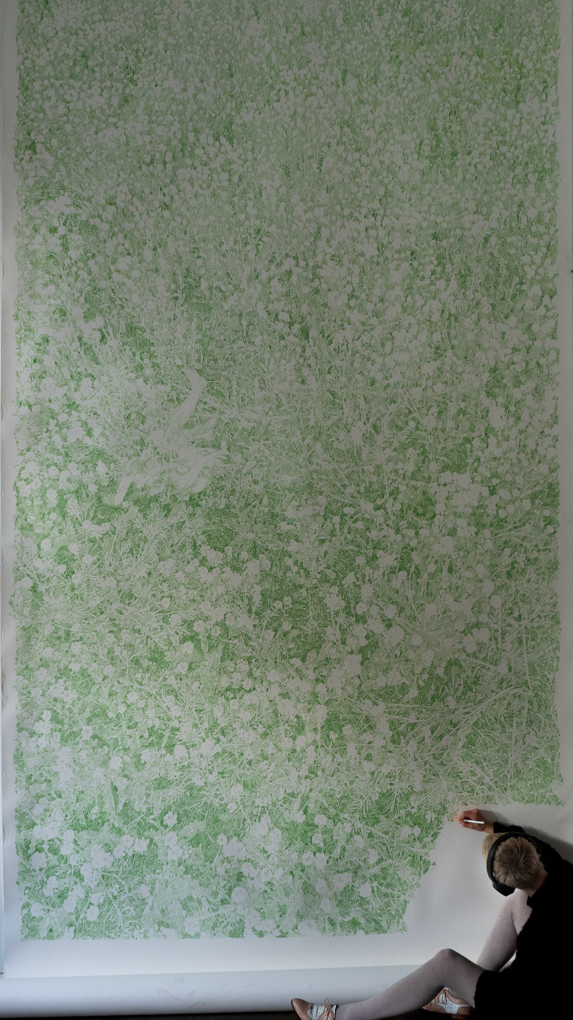04.30 (making of), coloured pencil on paper, 427 x 235 cm, 2025 