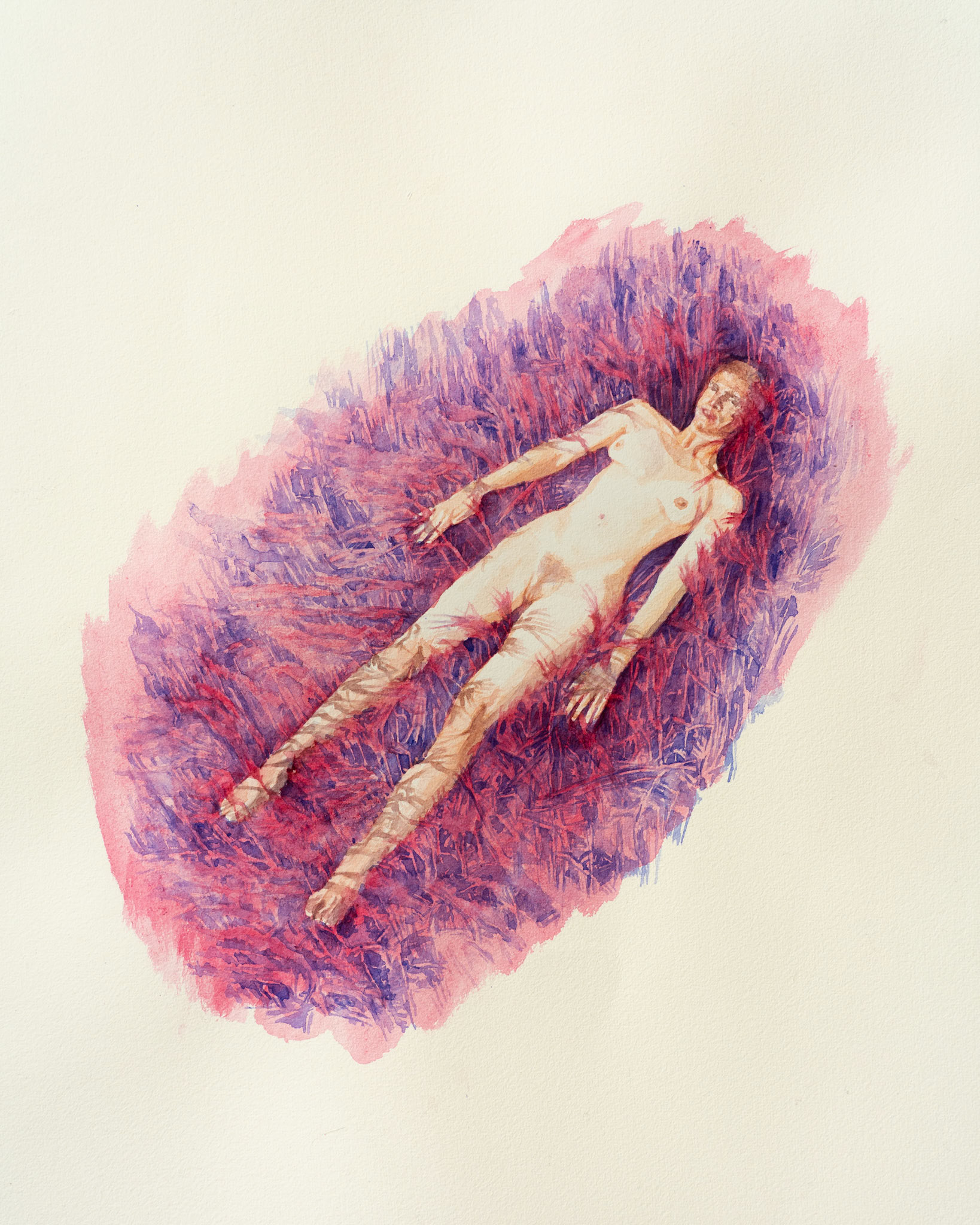 05.08, watercolor on paper, 45 x 42 cm (based on drone performance registration May 8 2025)