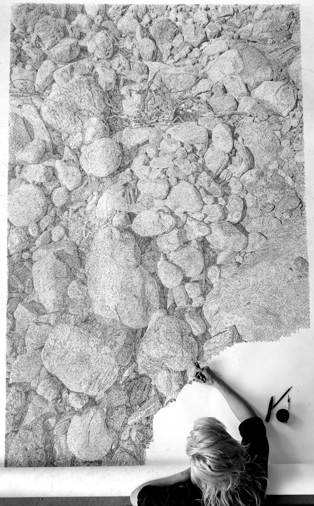 Covered (river rocks) - making of