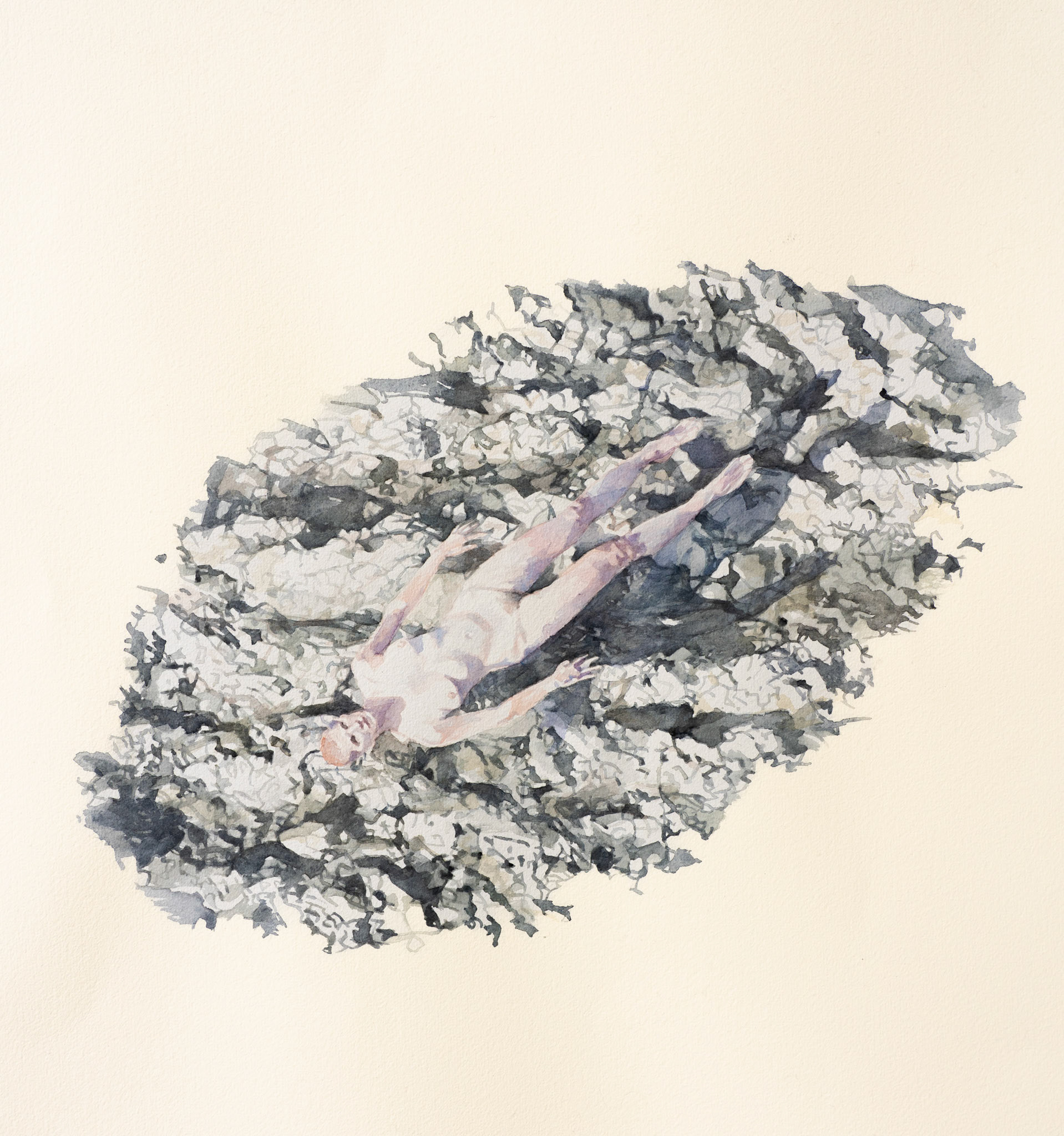 03.02, watercolor on paper, 40 x 46 cm (based on drone performance registration March 2 2025)