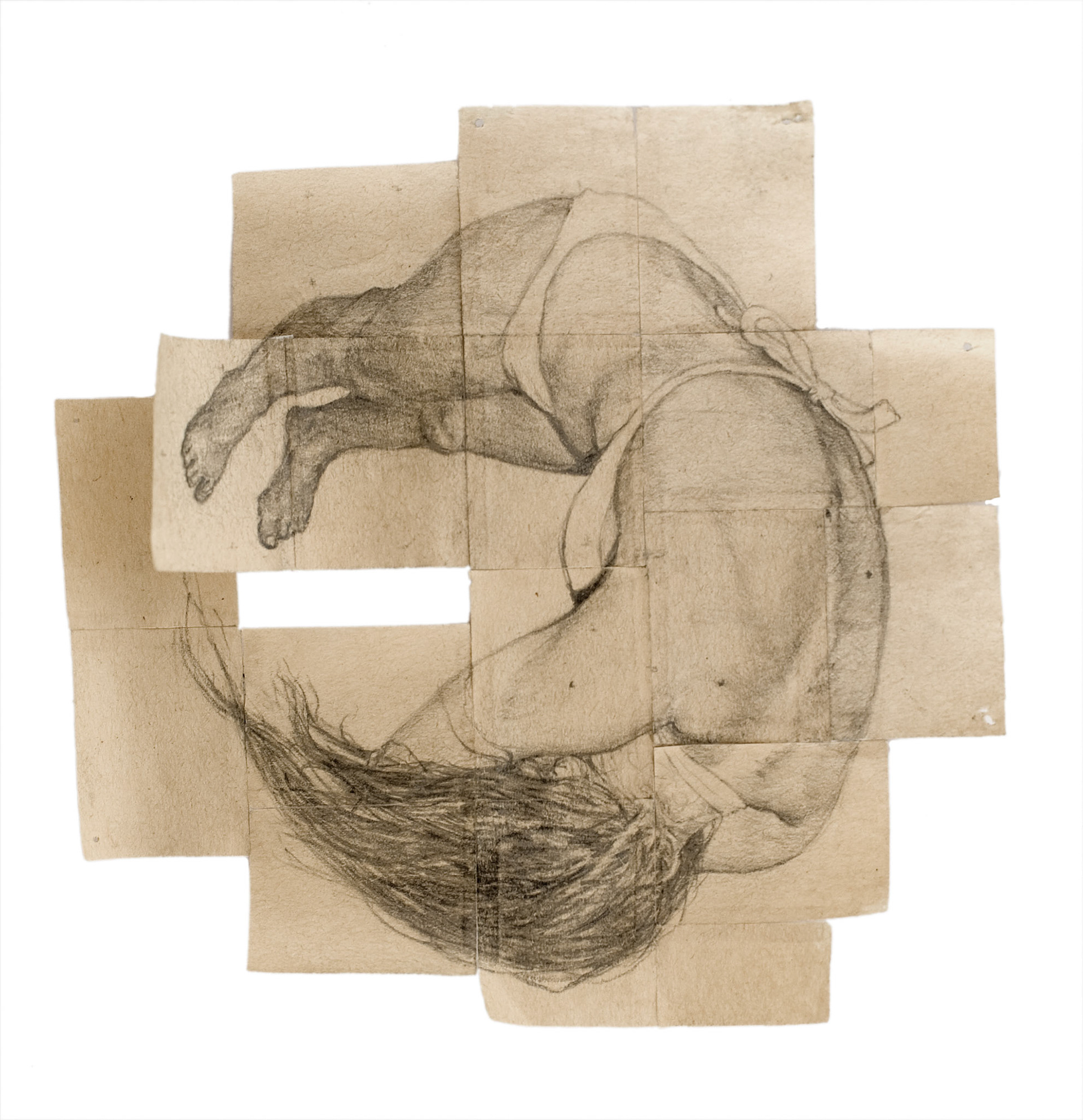 Untitled, graphite on sketching paper, tape, 10 x 10 cm, 2010 (in private collection)