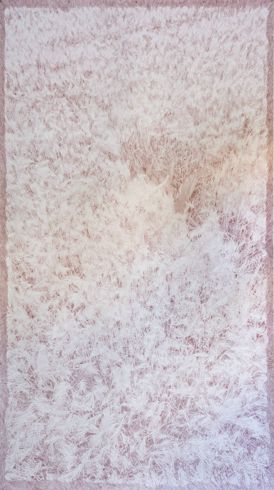 Untitled (June 27), coloured pencil (Taupe) on paper, 427 x 240 cm, 2025 (based on drone performance registration June 27 2024)