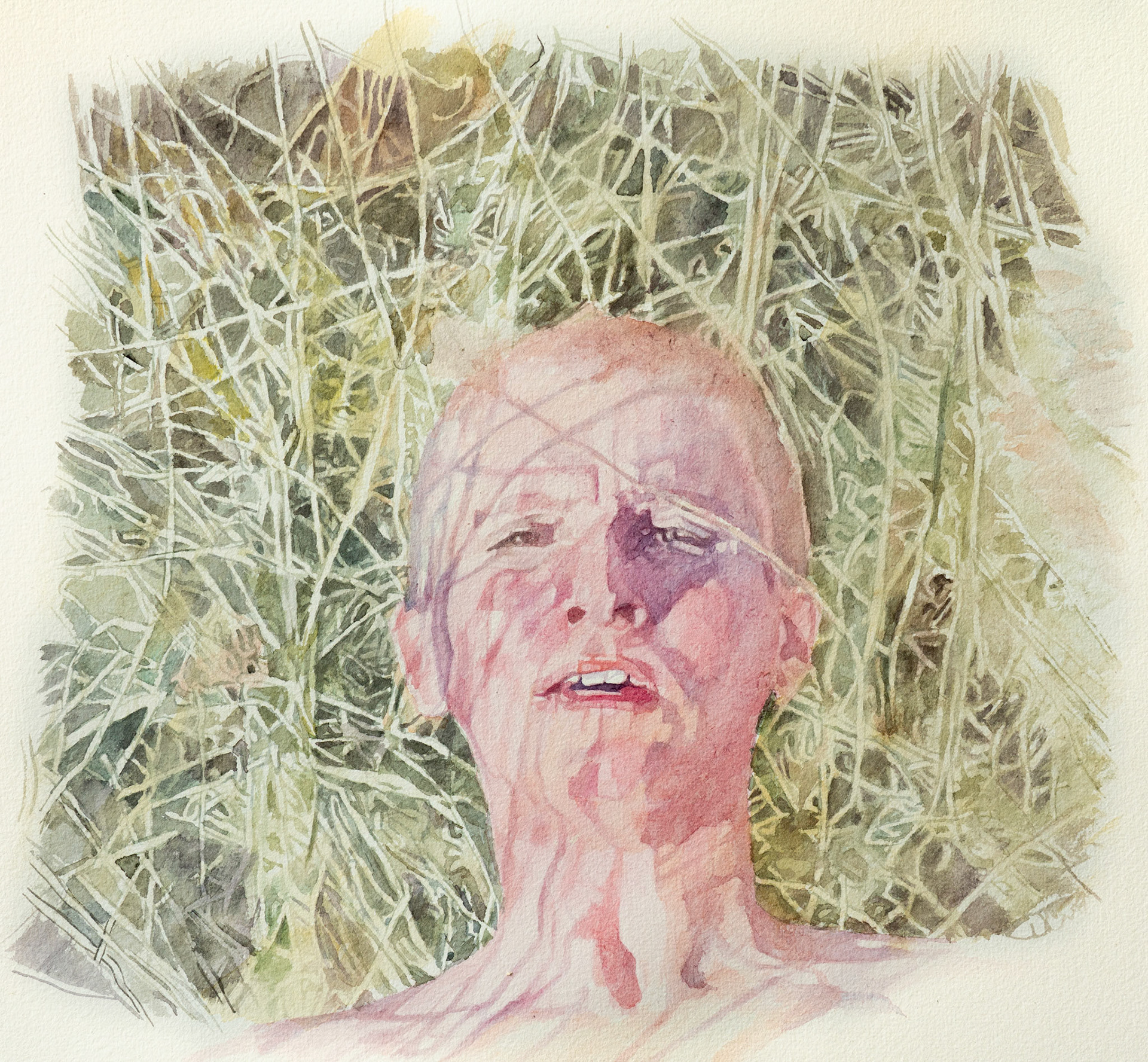 Untitled,  watercolour on paper, 32 x 33 cm (based on drone performance registration March 20 2025)