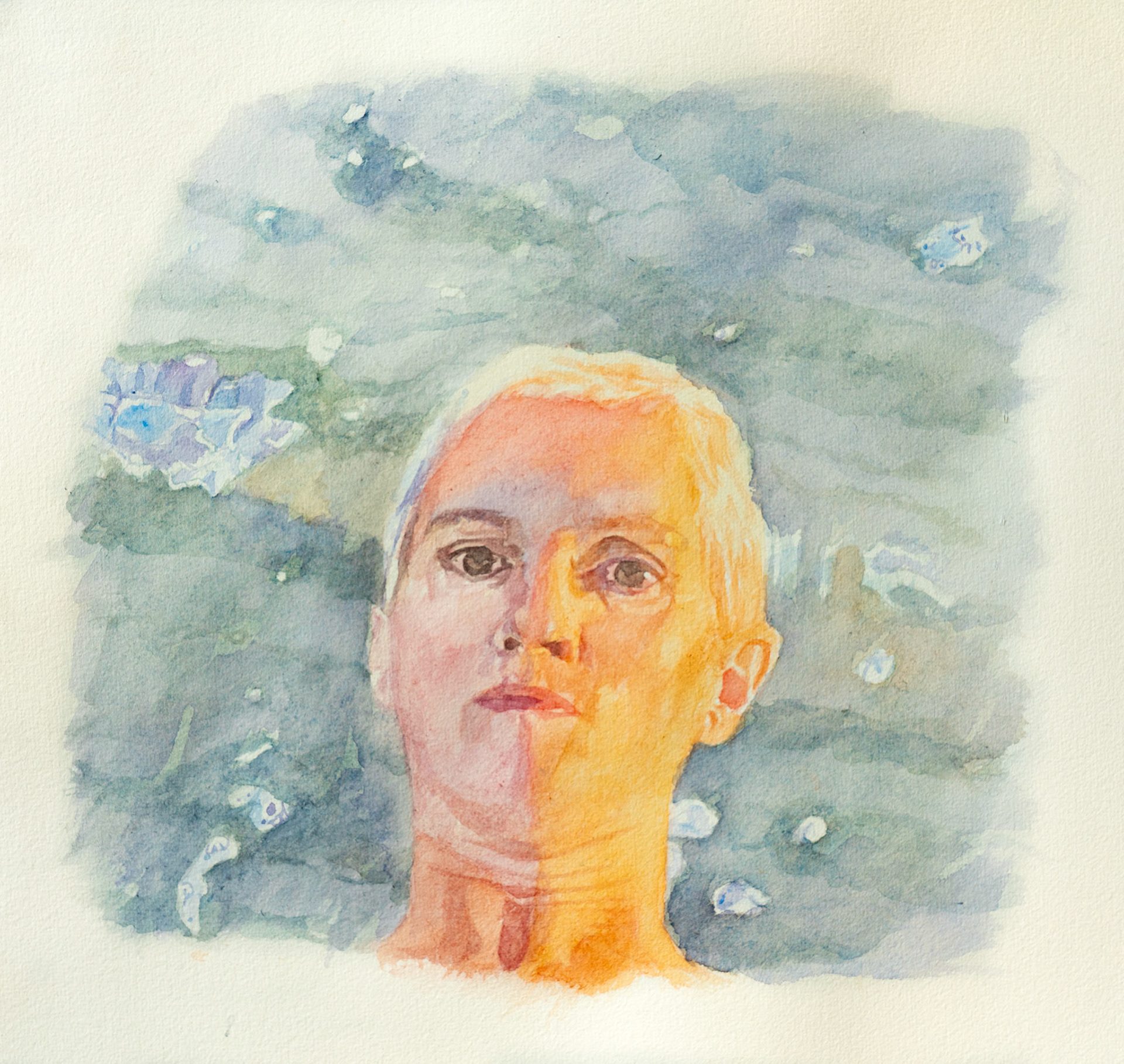 Untitled,  watercolour on paper, 32 x 34 cm (based on drone performance registration July 10 2025)