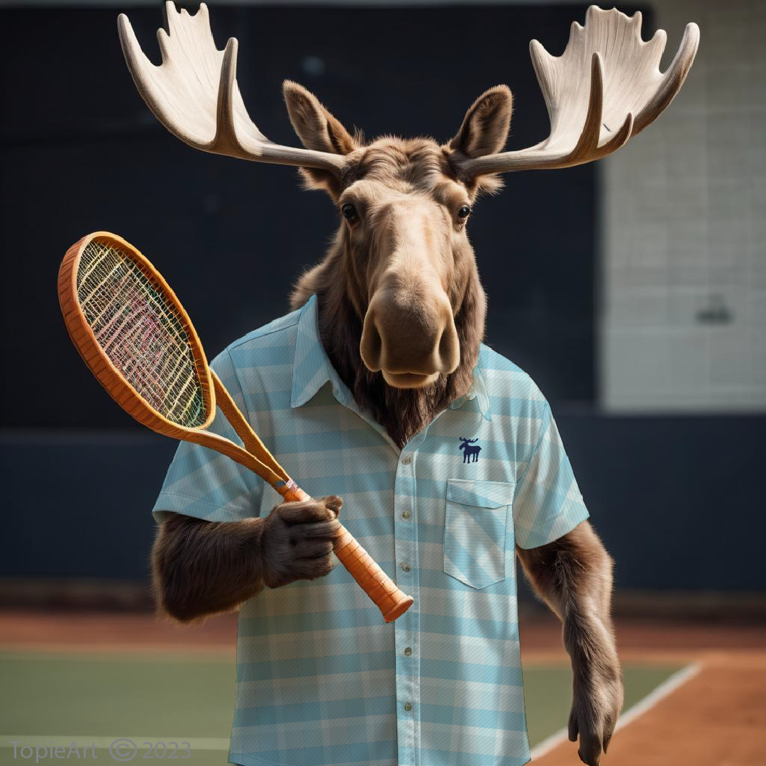 Emile the Moose in Flannel Playing Tennis - SM202309-MSF006