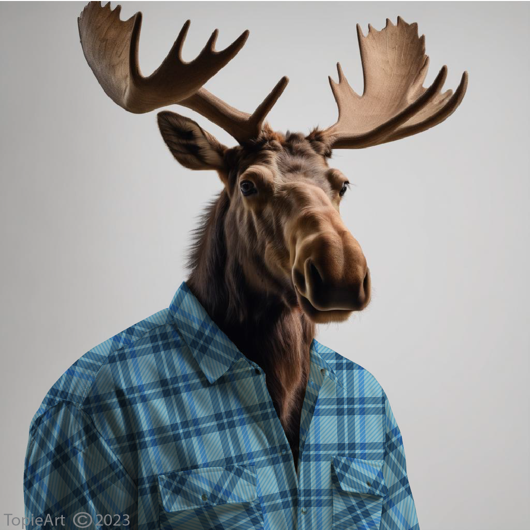 Georges the Moose in blue Flannel  - SM202309-MSF007