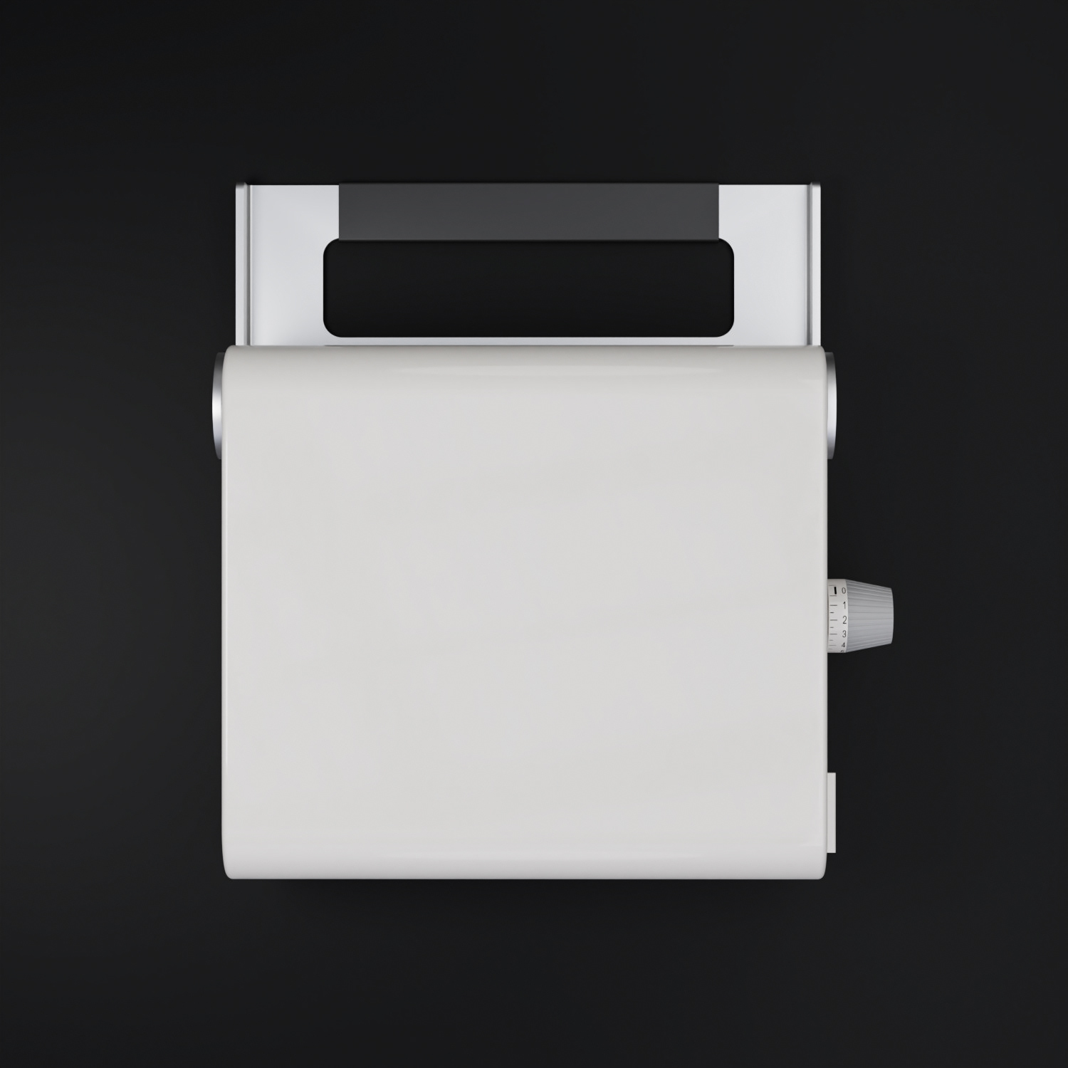 3D Produktvisualisierung, Braun Cosmolux in weiß, Objekt von oben, Hintergrund schwarz