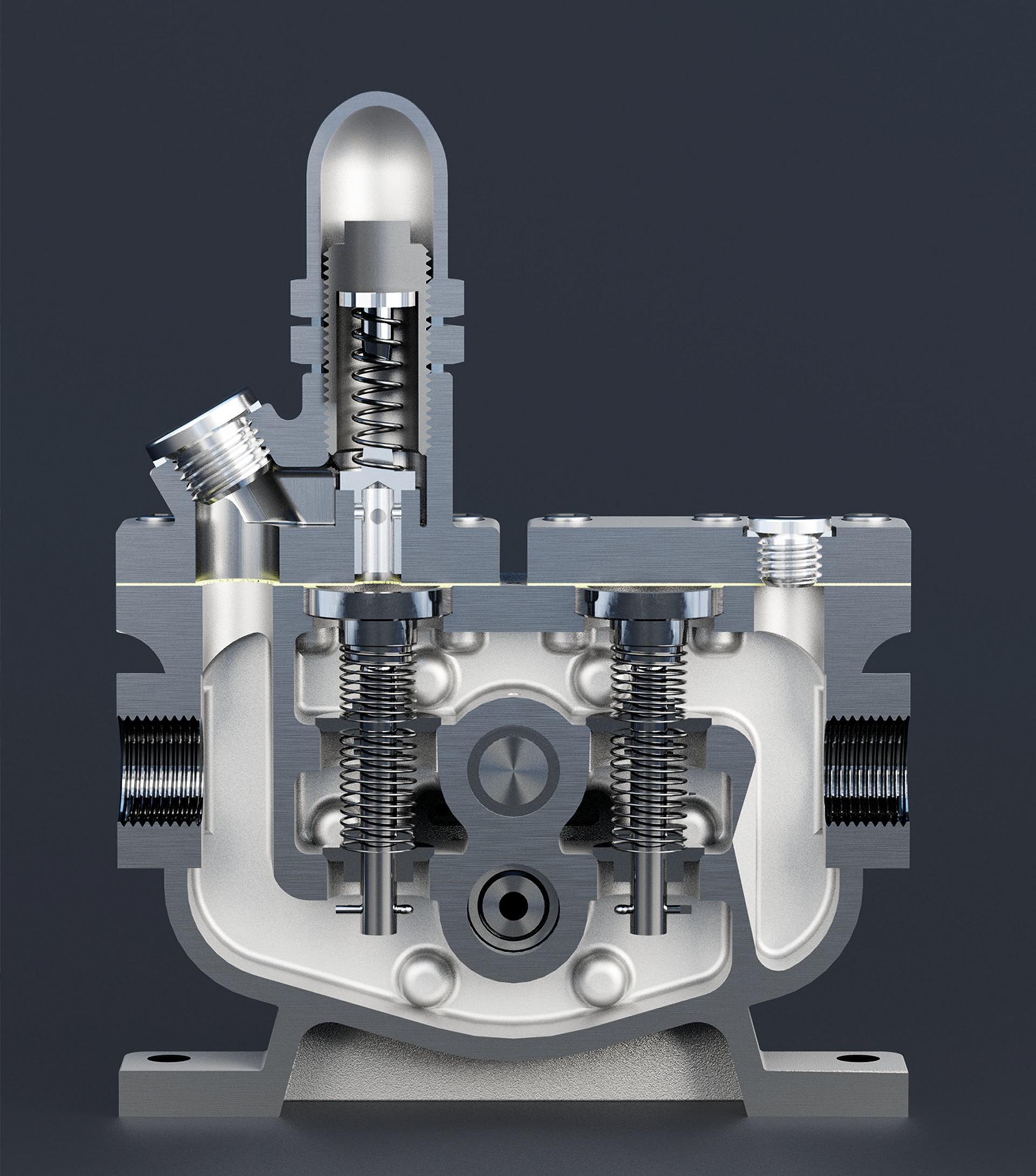 3D-Visualisierung einer Zahnradpumpe im Querschnitt, Produktkatalog