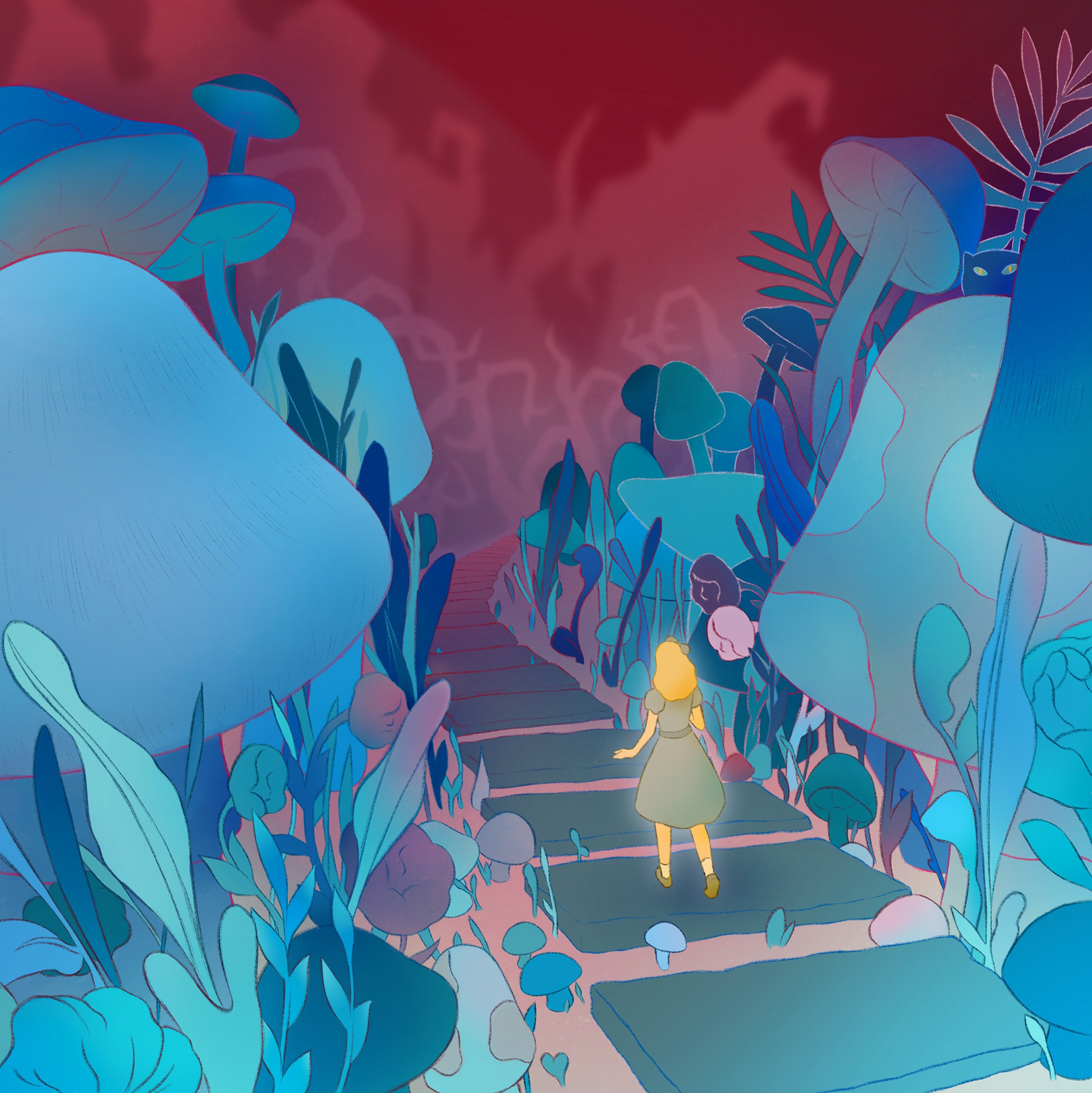 Alice in the Wonderland Book Cover Illustration, digital