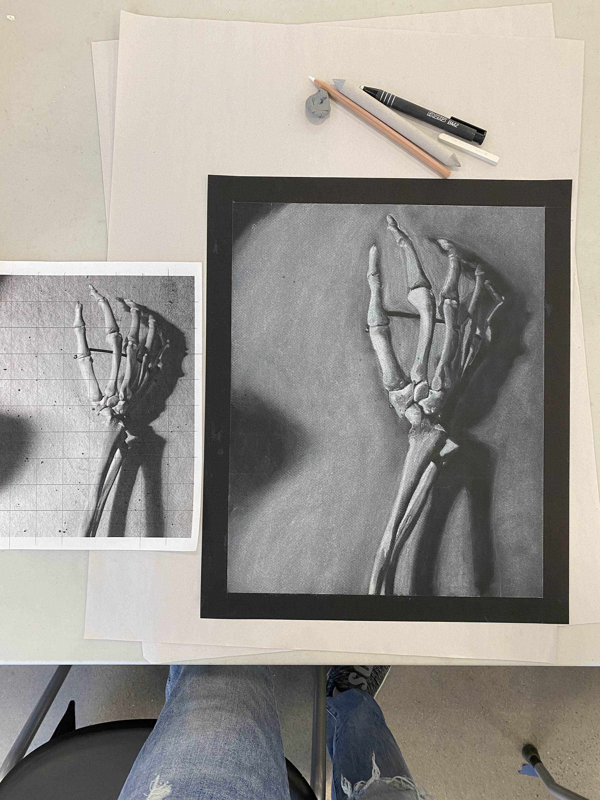 Conte Charcoal on Black Paper 2020