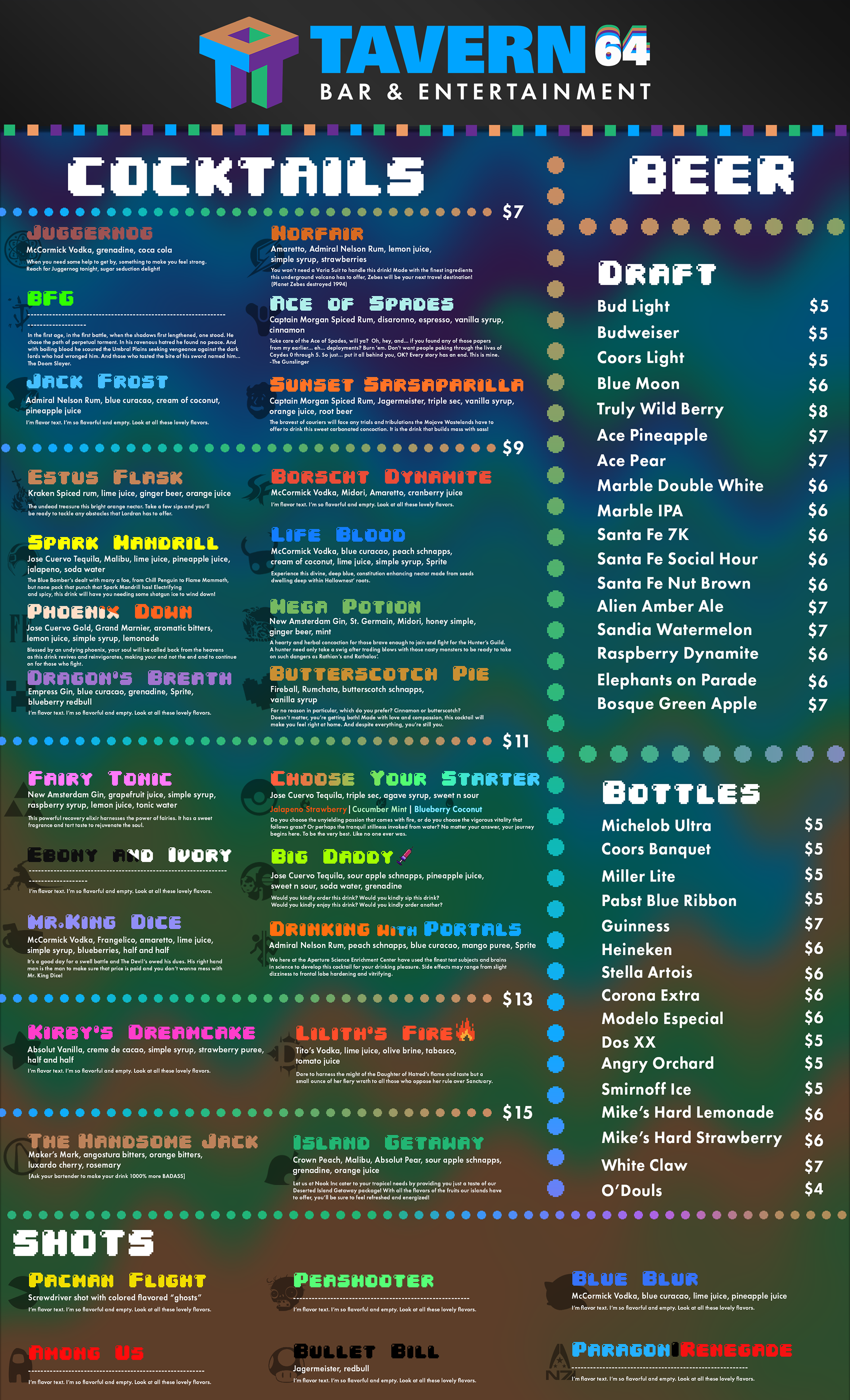 Tavern 64 Bar Menu