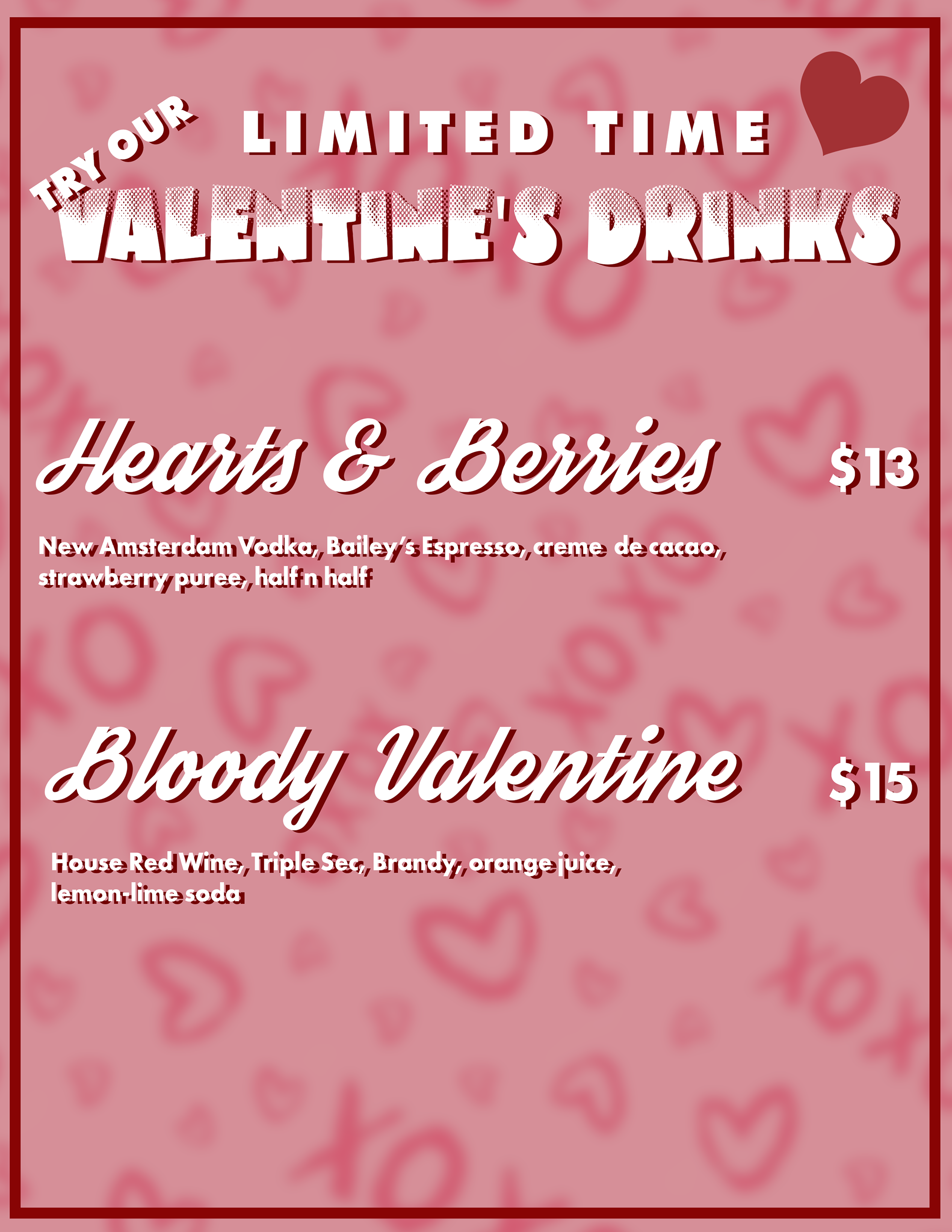 Marriott Valentines Specials Menu