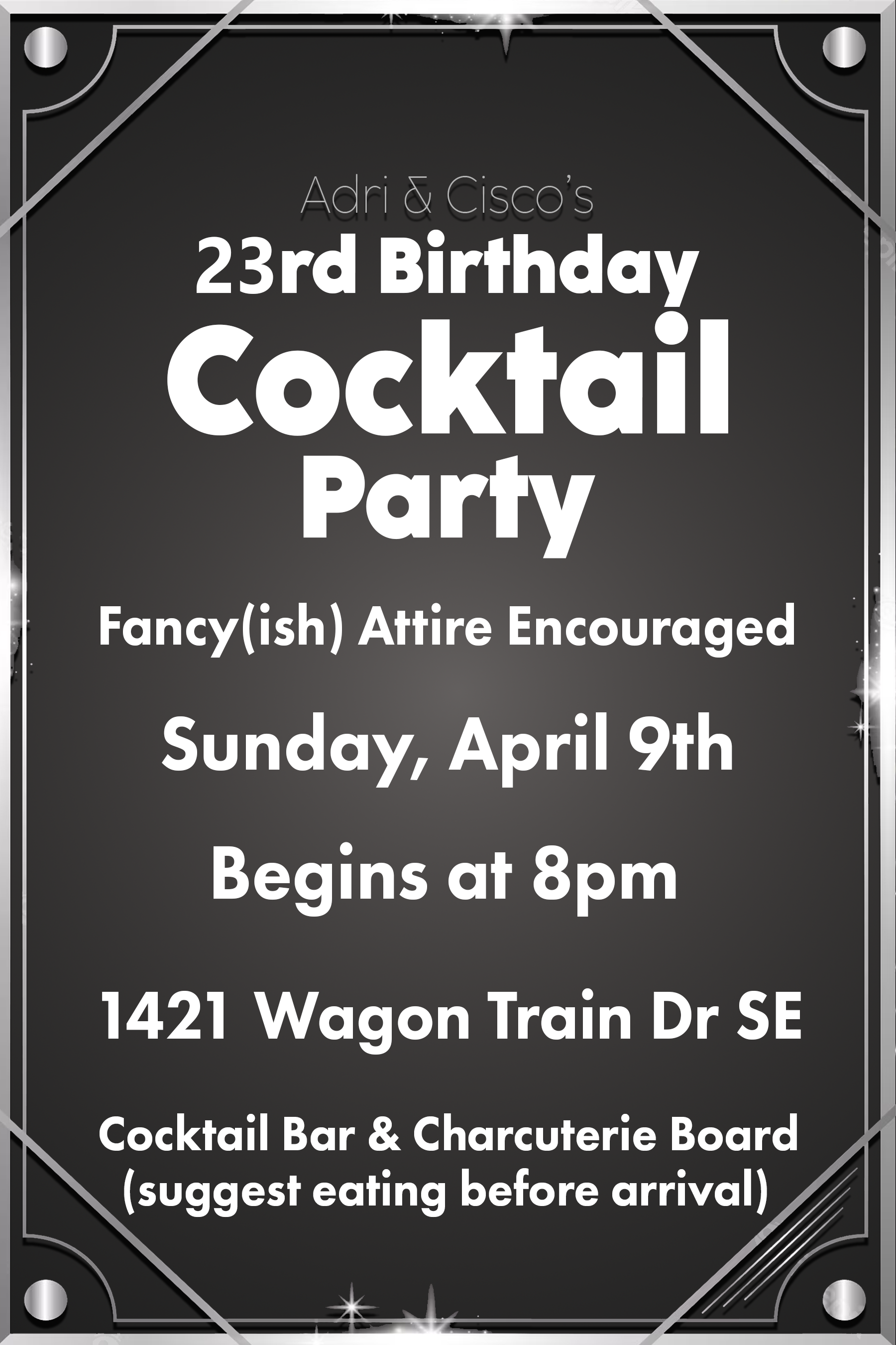 Birthday Cocktail Menu