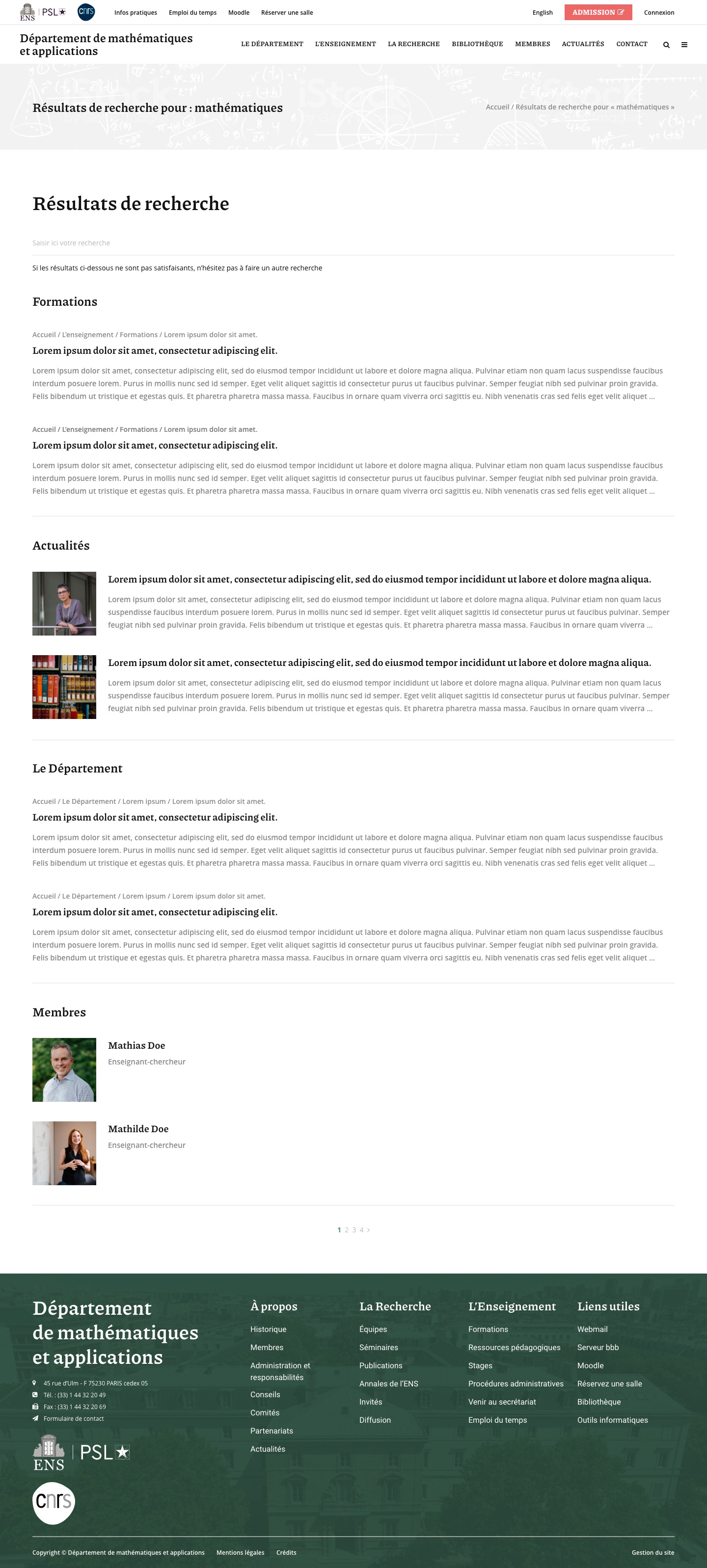 Gabarit de résultats de recherche