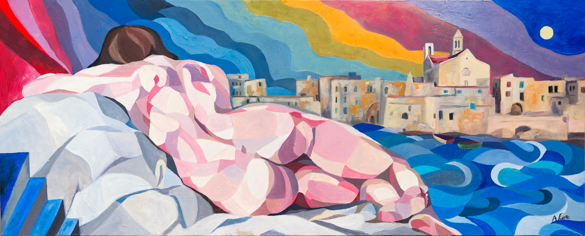 Finestra sul mare - 40x80 - olio su tavola