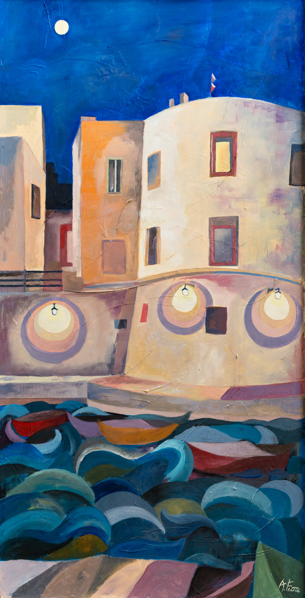 Luna piena - 80x40 - olio su tavola