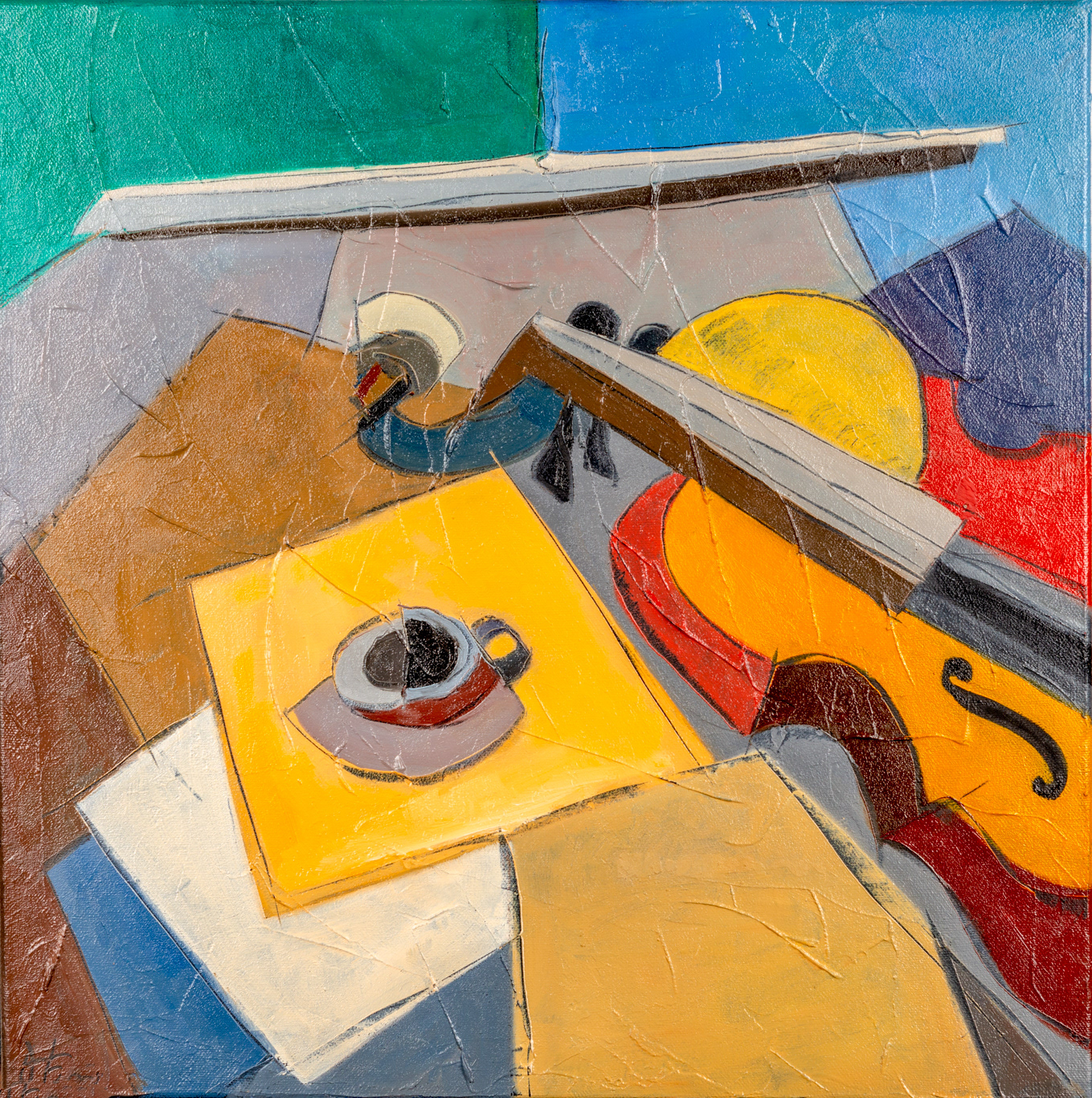 Prove col violino - 50x50 - olio su tela