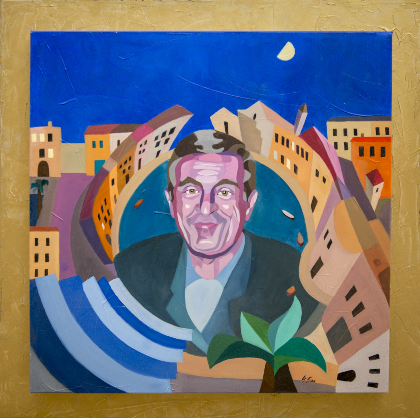 L'abbraccio di Don Tonino Bello - 60x60 - olio su tela