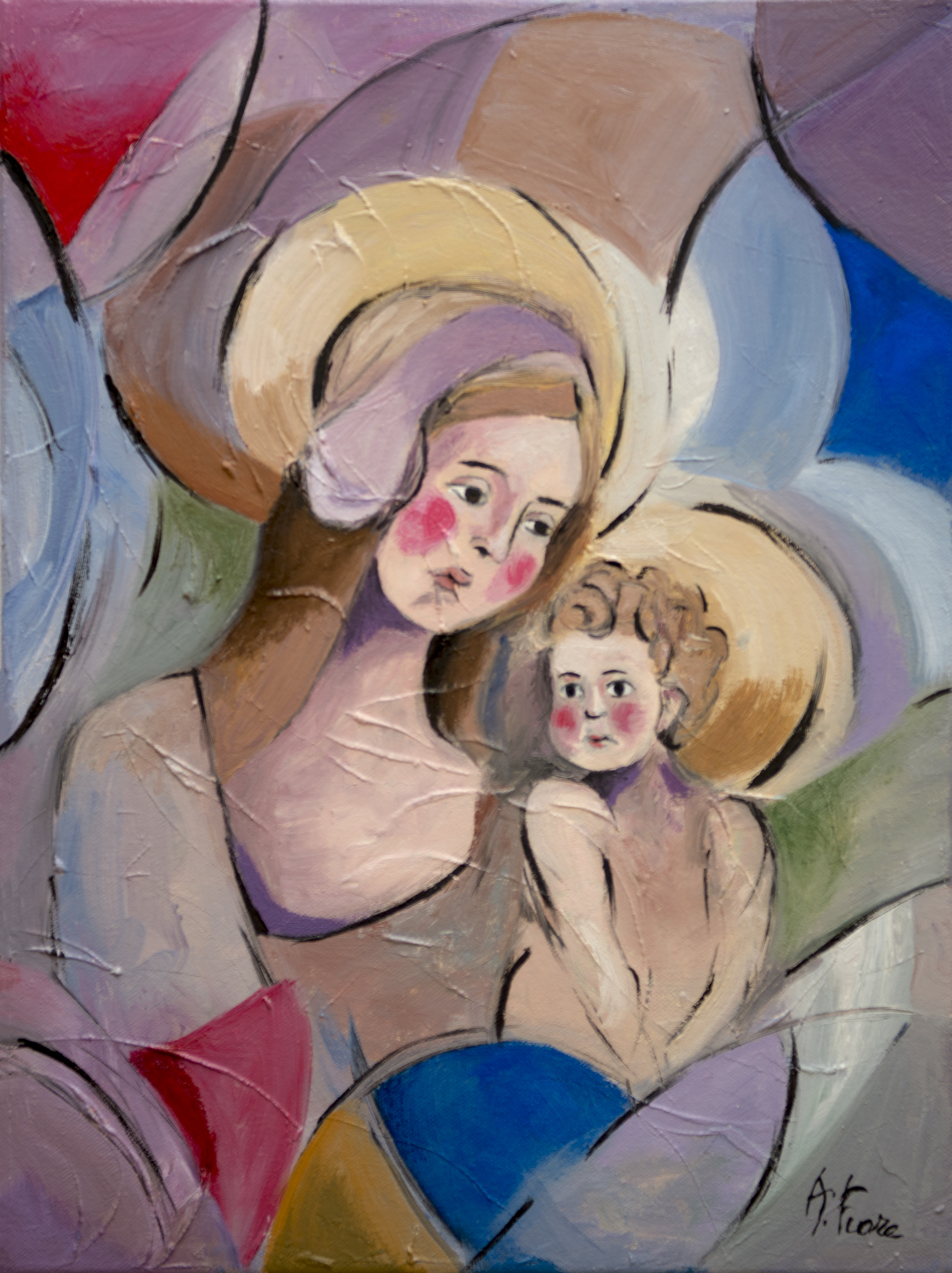 Madonna col bambino - 30x40 - olio su tela