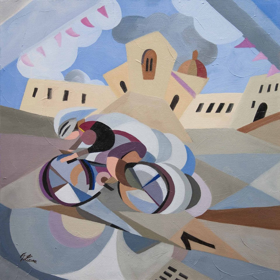 Il ciclista - 50x50 - olio su tela