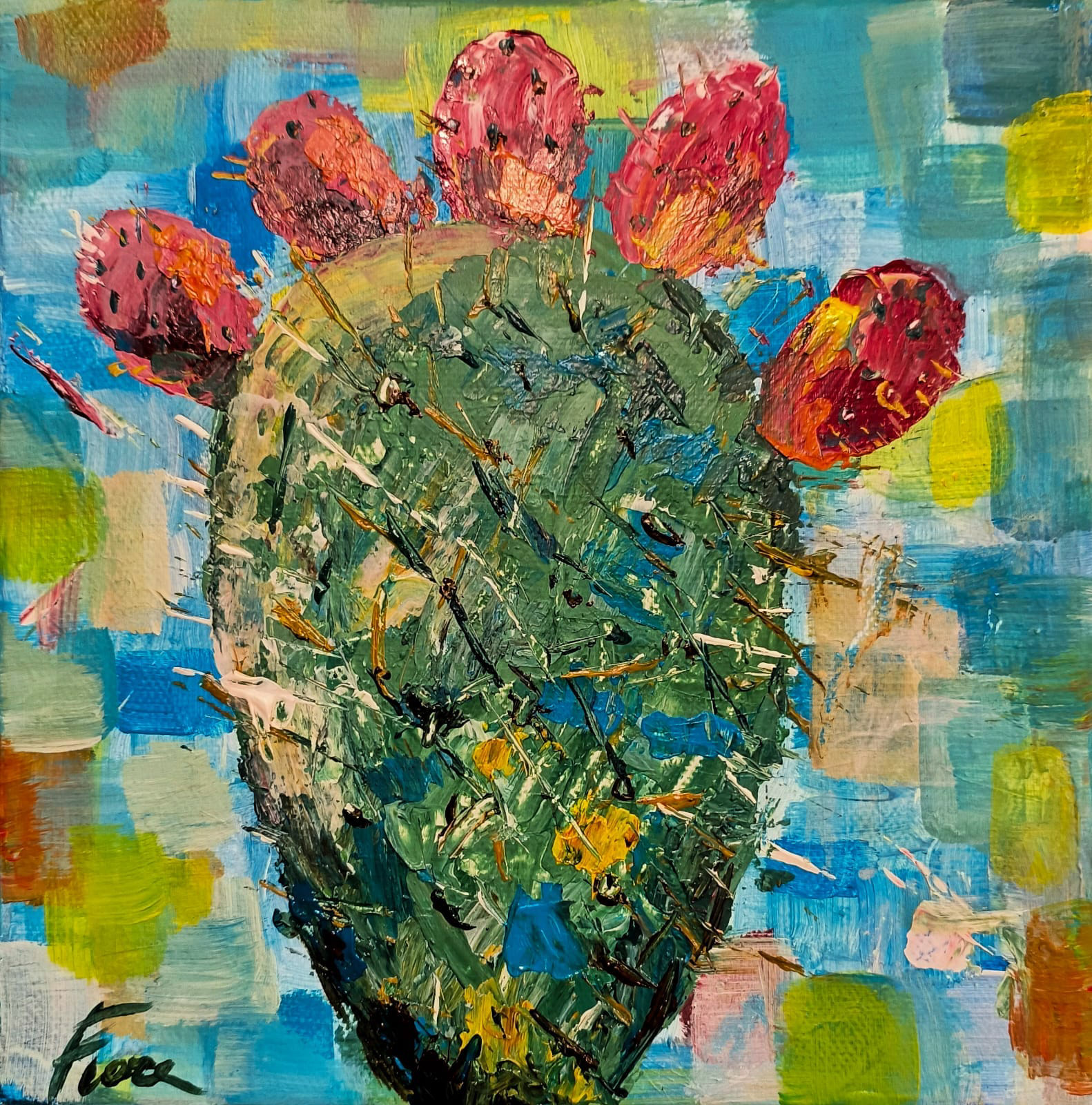 Fico d'india - 20x20 - acrilico su tela
