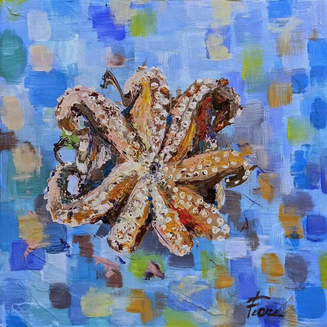 Polpo - 30x30 - acrilico su tela