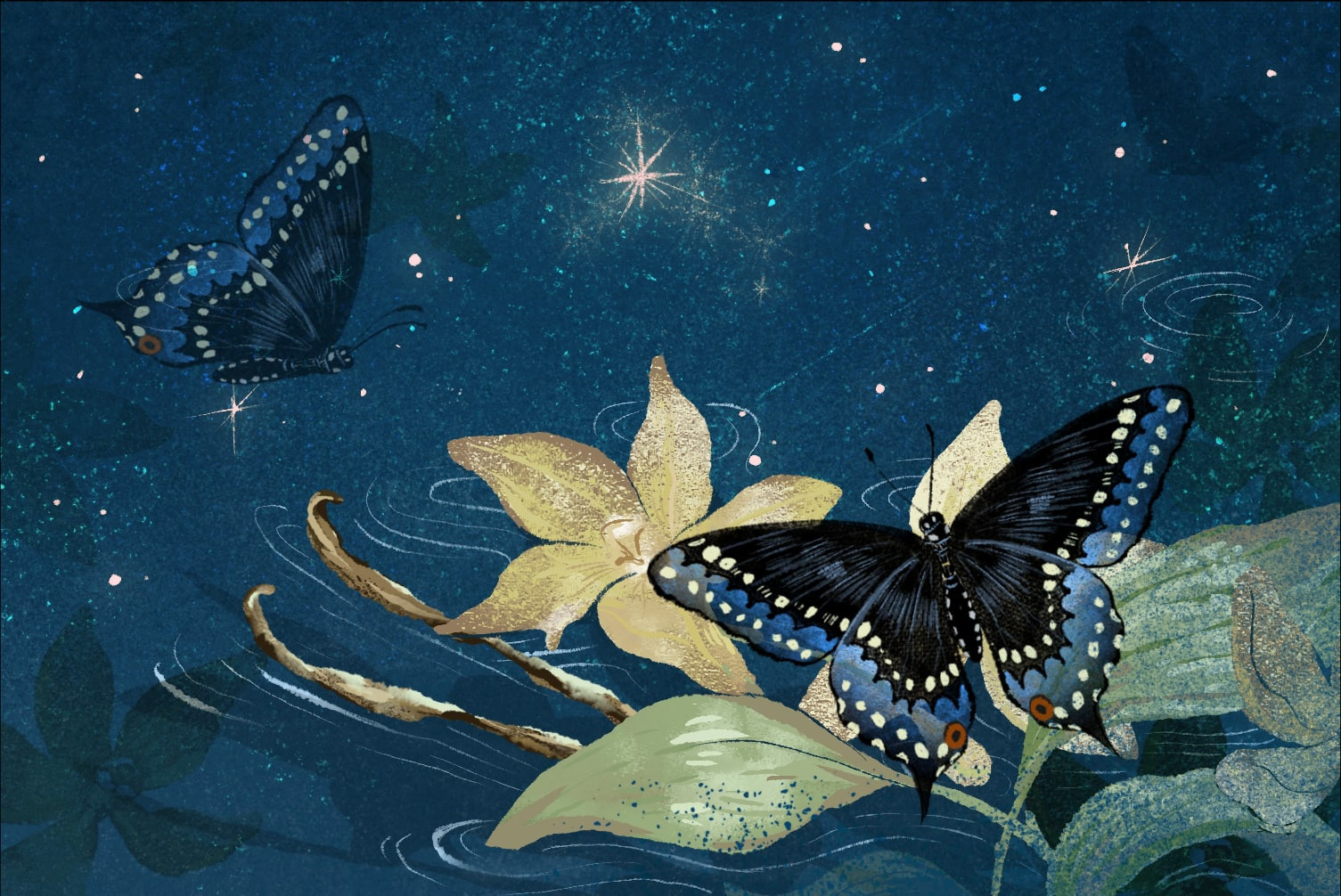 Moonlight Vanilla Lip Balm | Scenic Illustration for Drew's Honeybees