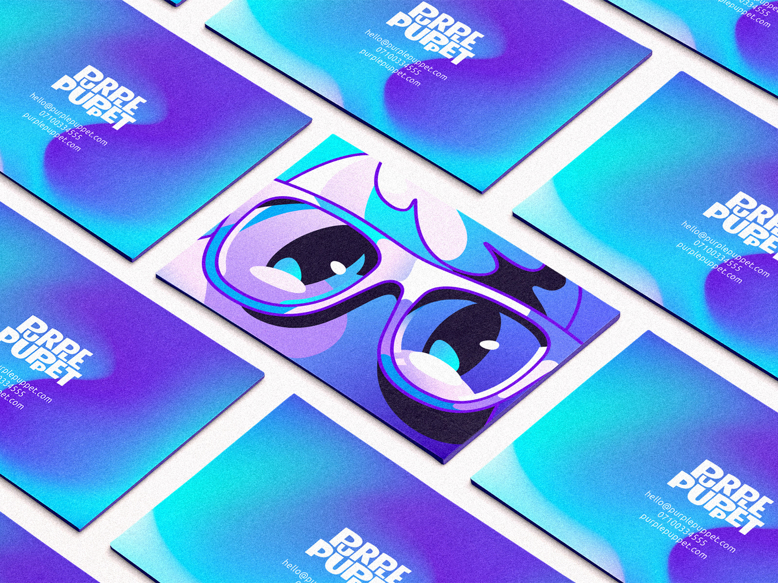 logotype and mascot illustration on a business cards