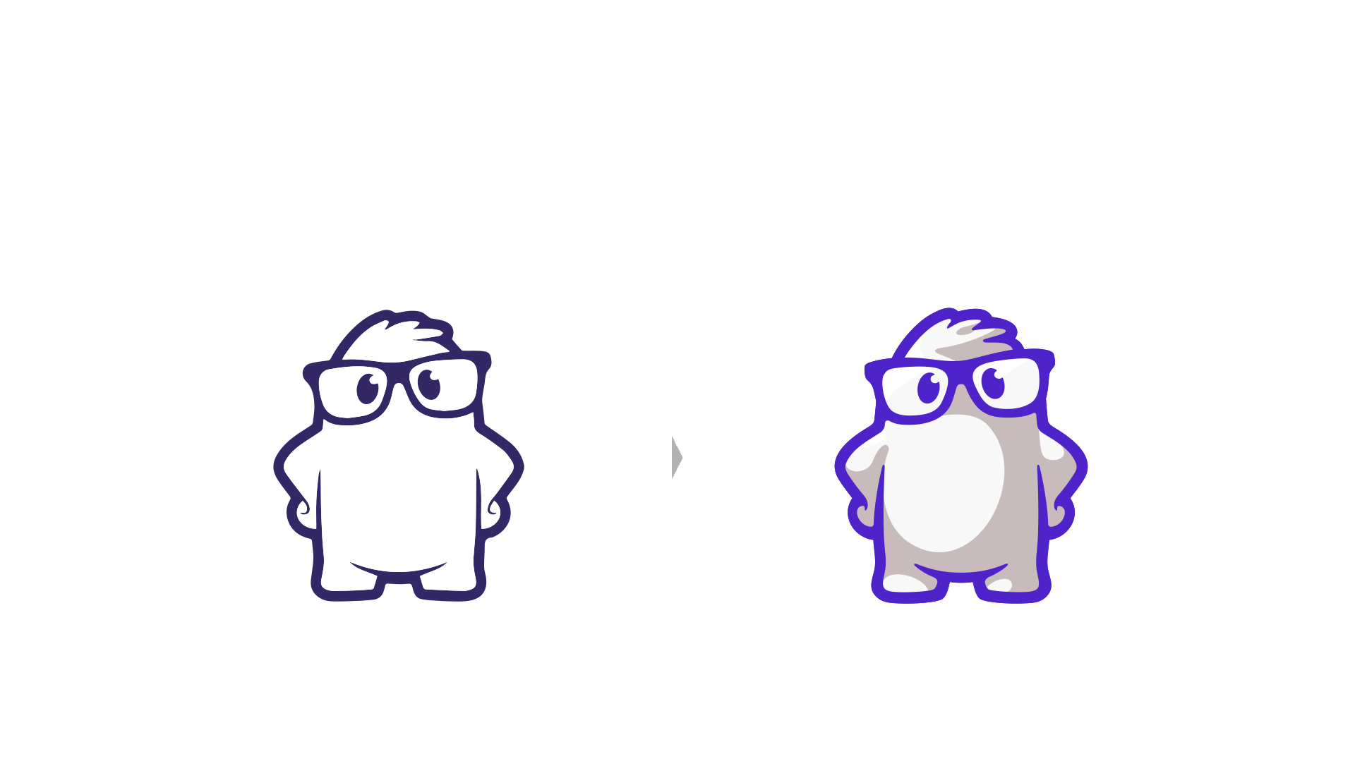 illustration of an old mascot before and new redesigned mascot after