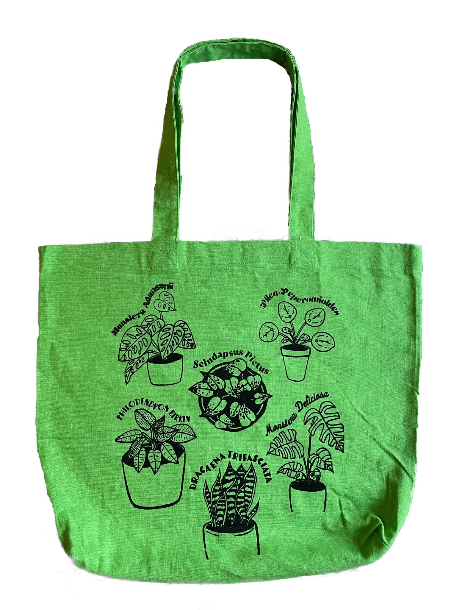 Black Ink on Green Cotton Tote