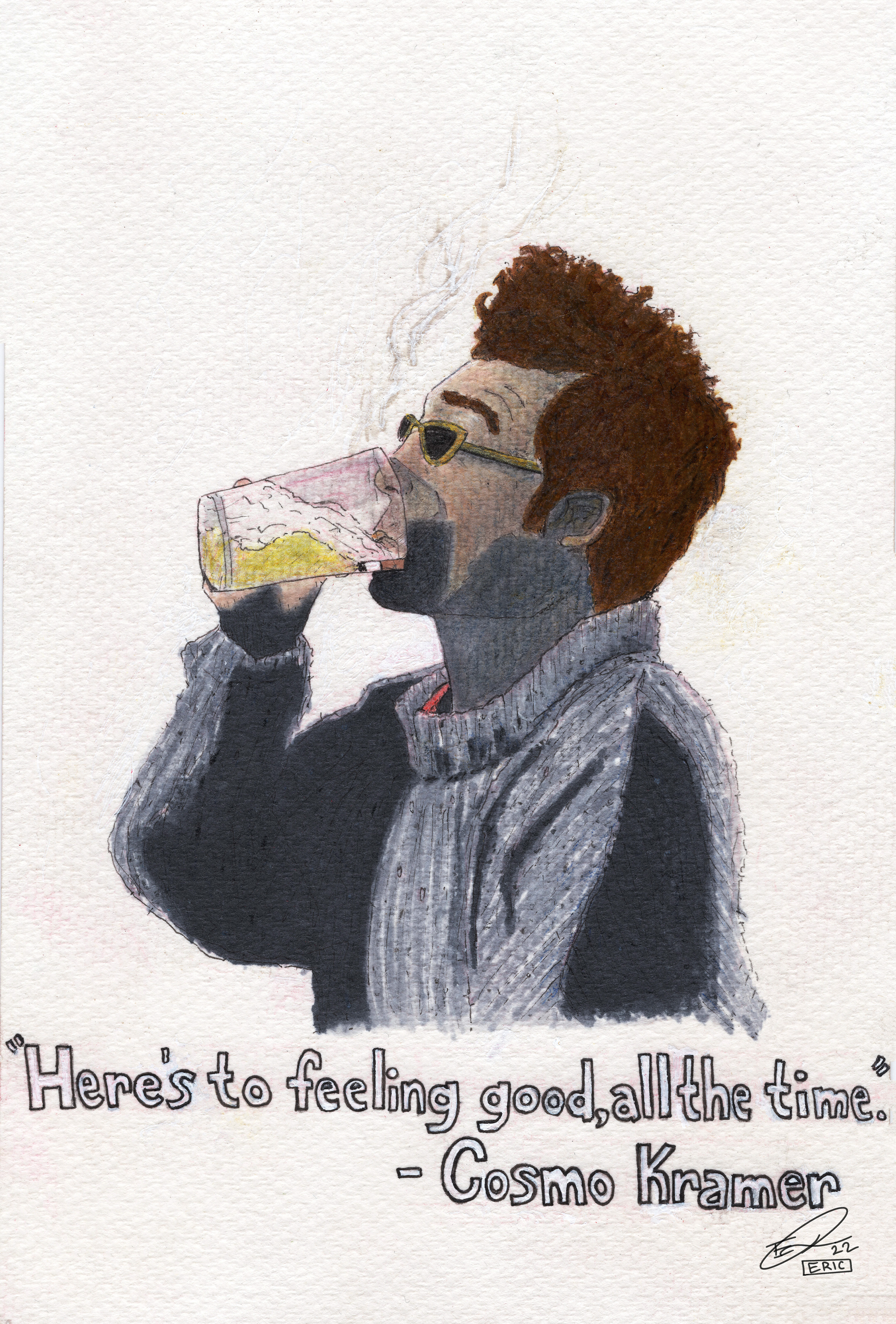 "Giddy Up" (2022) Copic markers on mixed media paper.