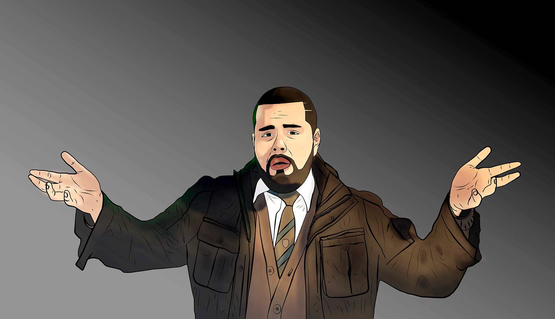 "They don't paint pictures, they just trace me." (2013) Adobe Photoshop, first vector / pen tool use.