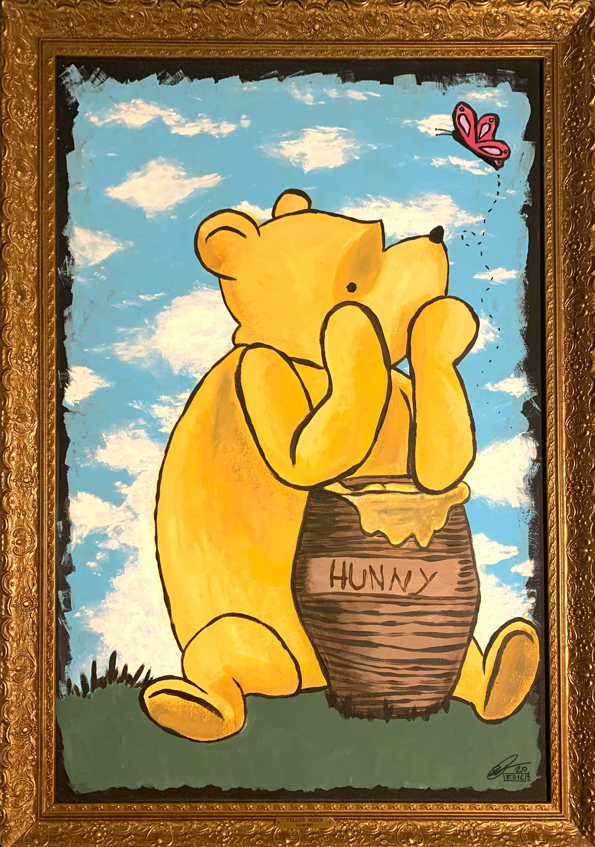 "Today. My Favorite Day" (2021) 30 x 40. Acrylic on blackboard in golden frame. 