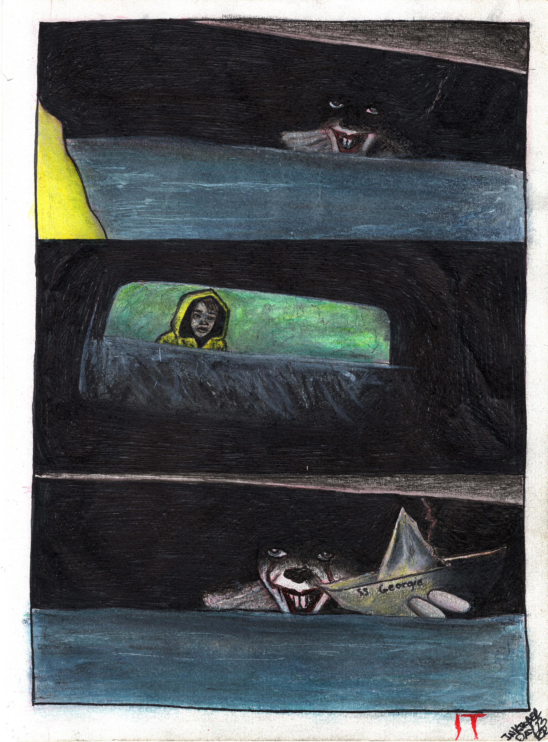 "IT" (2020) Inktober Series Day 25. Copic Multiliner, Watercolor Pencil, Winsor & Newton Markers on sketch paper. 