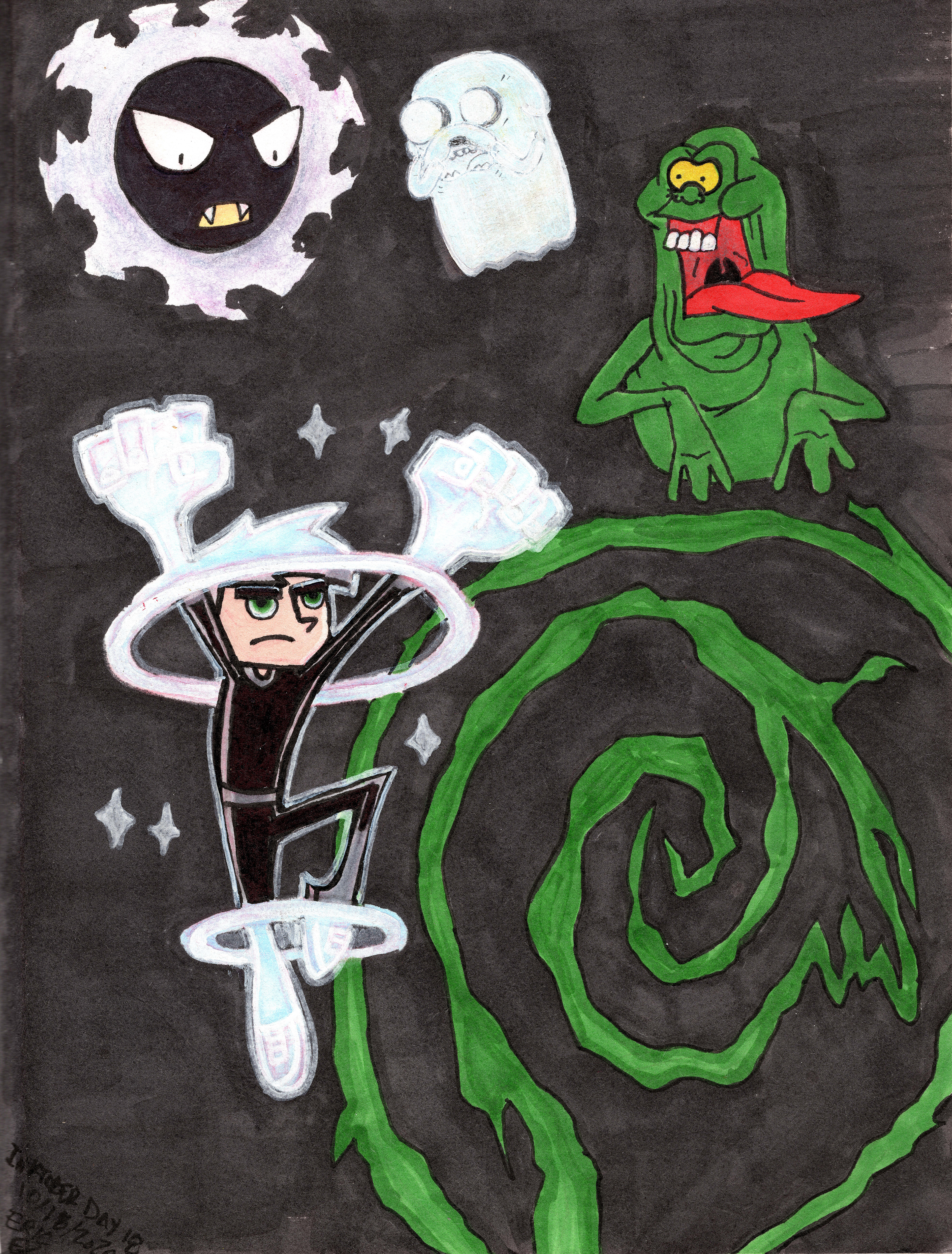 "GoingGhost" (2020) Inktober Series Day 18. Ink, watercolor pencils, Alcohol / Paint / Watercolor markers on sketch paper. 