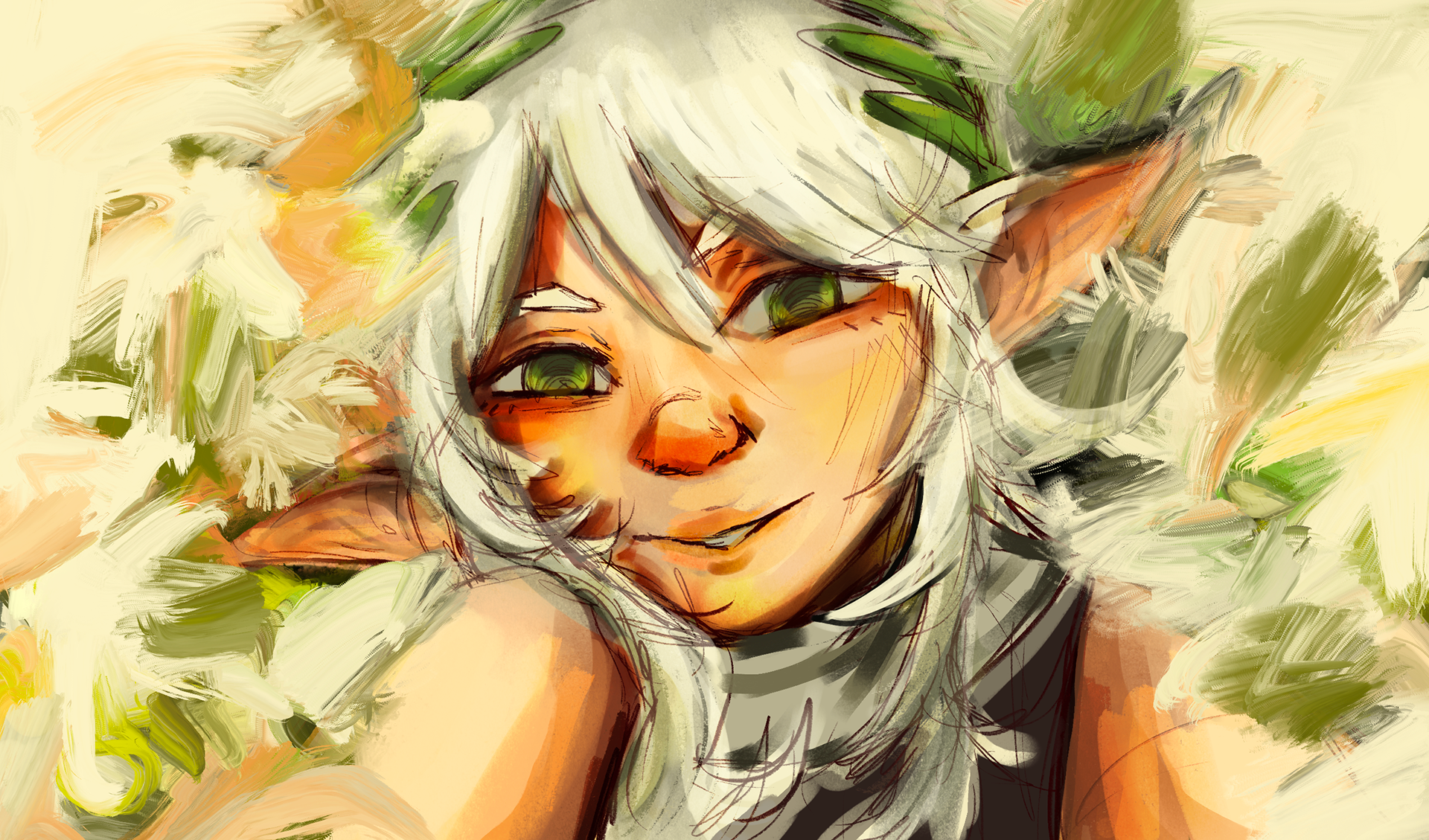 Elf Girl in Flowers, Digital Painting, 2026